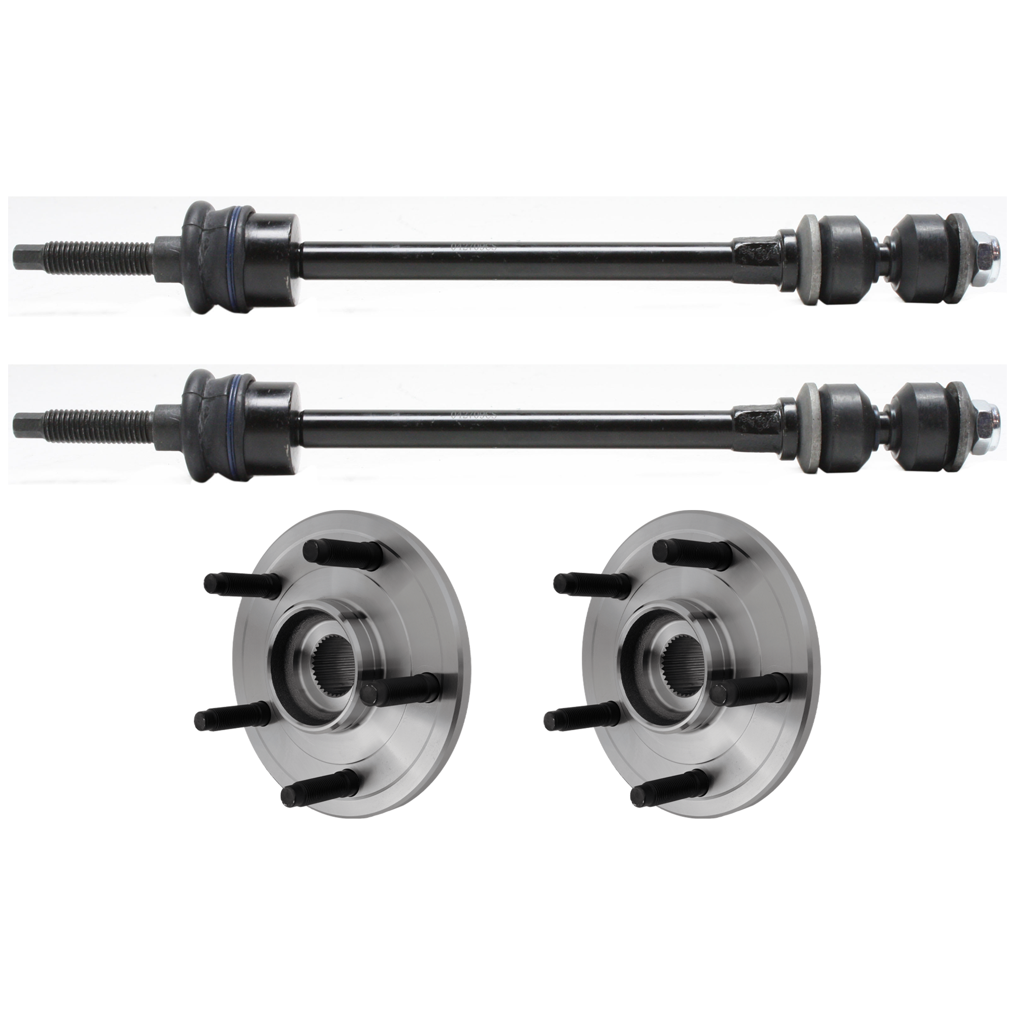AM RAM 1500-02-05 FRONT HUB ASSEMBLY RH AND LH 5 Studs 5 x 139.7 mm Bolt Pattern 4 pc Kit w Sway Bar Link SKU KIT 012225 C116 OEM 18311-2651526-5451317-45G0317