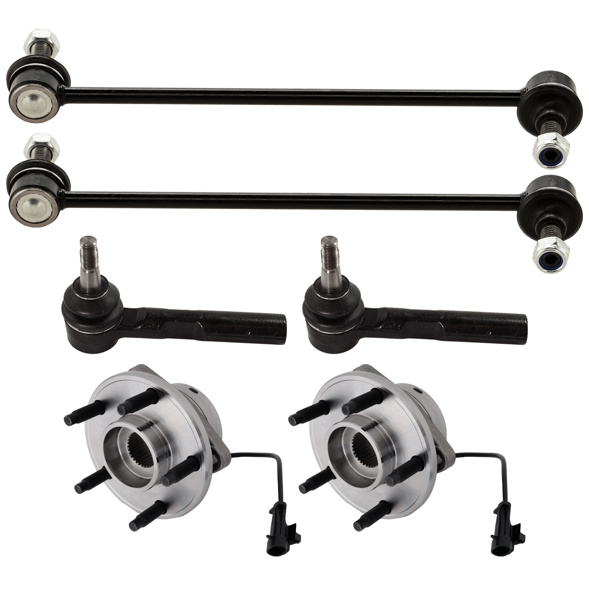 AM MALIBU 04-09 G6-05-09 FRONT HUB ASSEMBLY RH AND LH 5 Studs 6 pc Kit w Sway Bar Link and Tie Rod End SKU KIT 012225 C118 OEM 20784686-4012059-15944090-2268