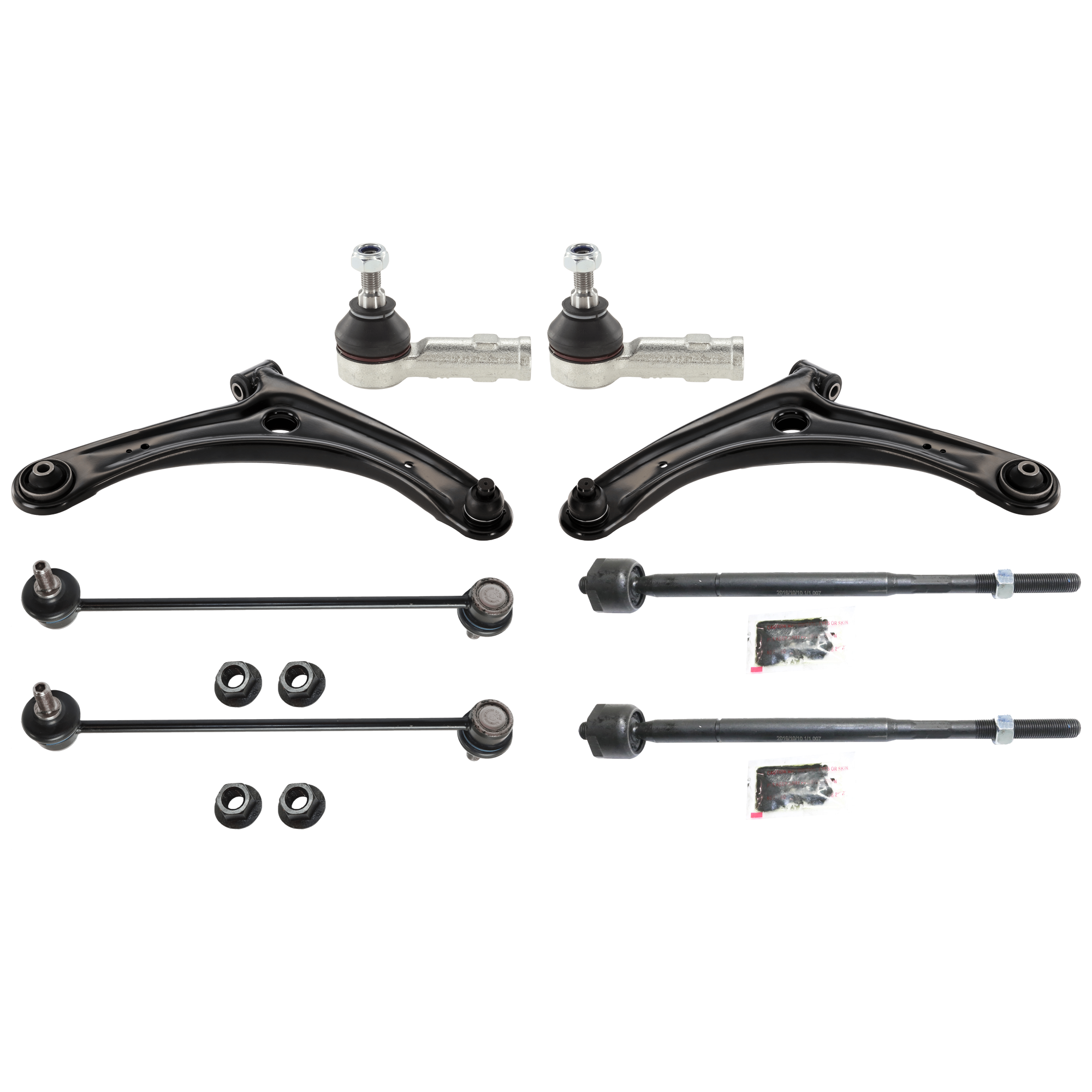 AM LANCER 09-17 OUTLANDER 07-13 FRONT CONTROL ARM RH AND LH Lower w ball joint s 8 pc Kit with Sway Bar Link and Tie Rod End SKU KIT 012225 C139 Partslink MI4520100 OEM 5174185AC 4422A052-1015594 TA2
