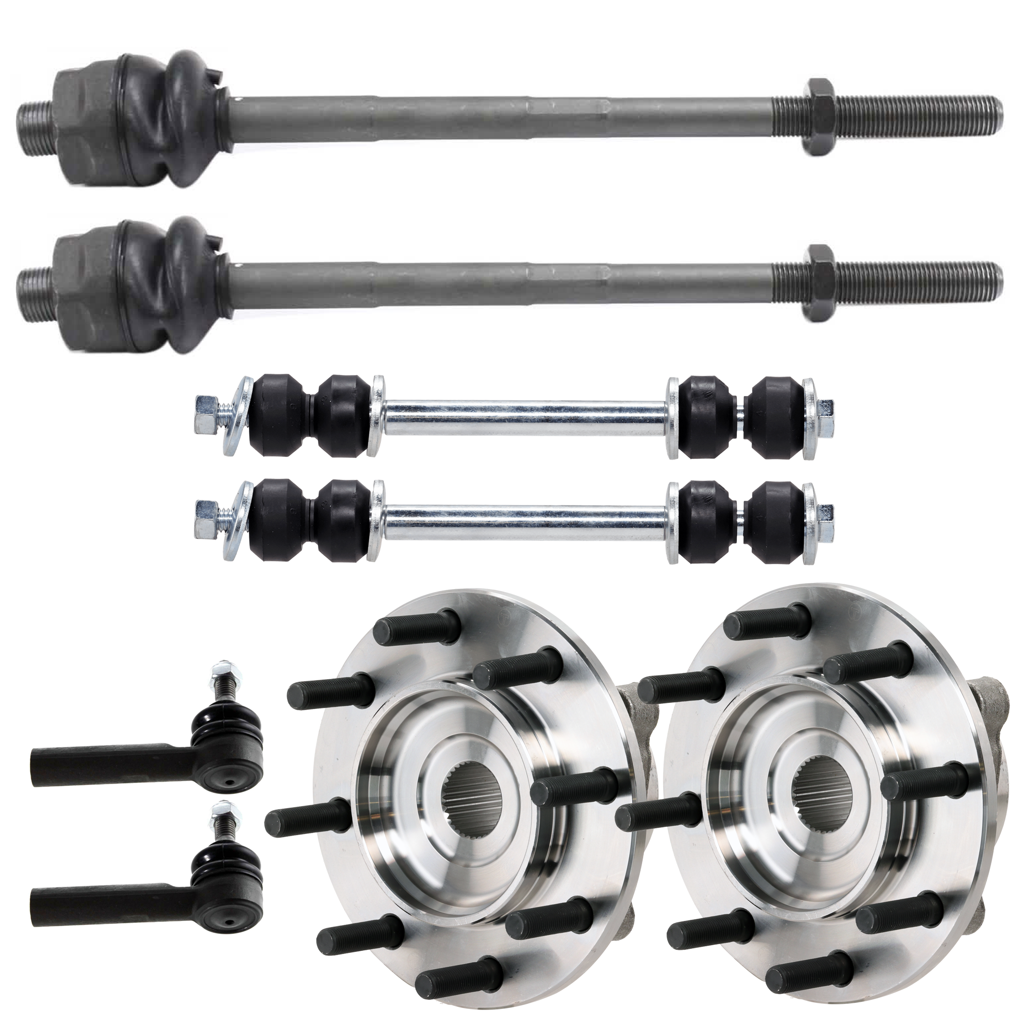 AM SILVERADO 3500 HD SIERRA 3500 HD 07-10 FRONT HUB ASSEMBLY RH AND LH 8 Studs 8 pc Kit w Sway Bar Link and Tie Rod End SKU KIT 012225 C20 OEM 1880631-2651222-5451012-545106