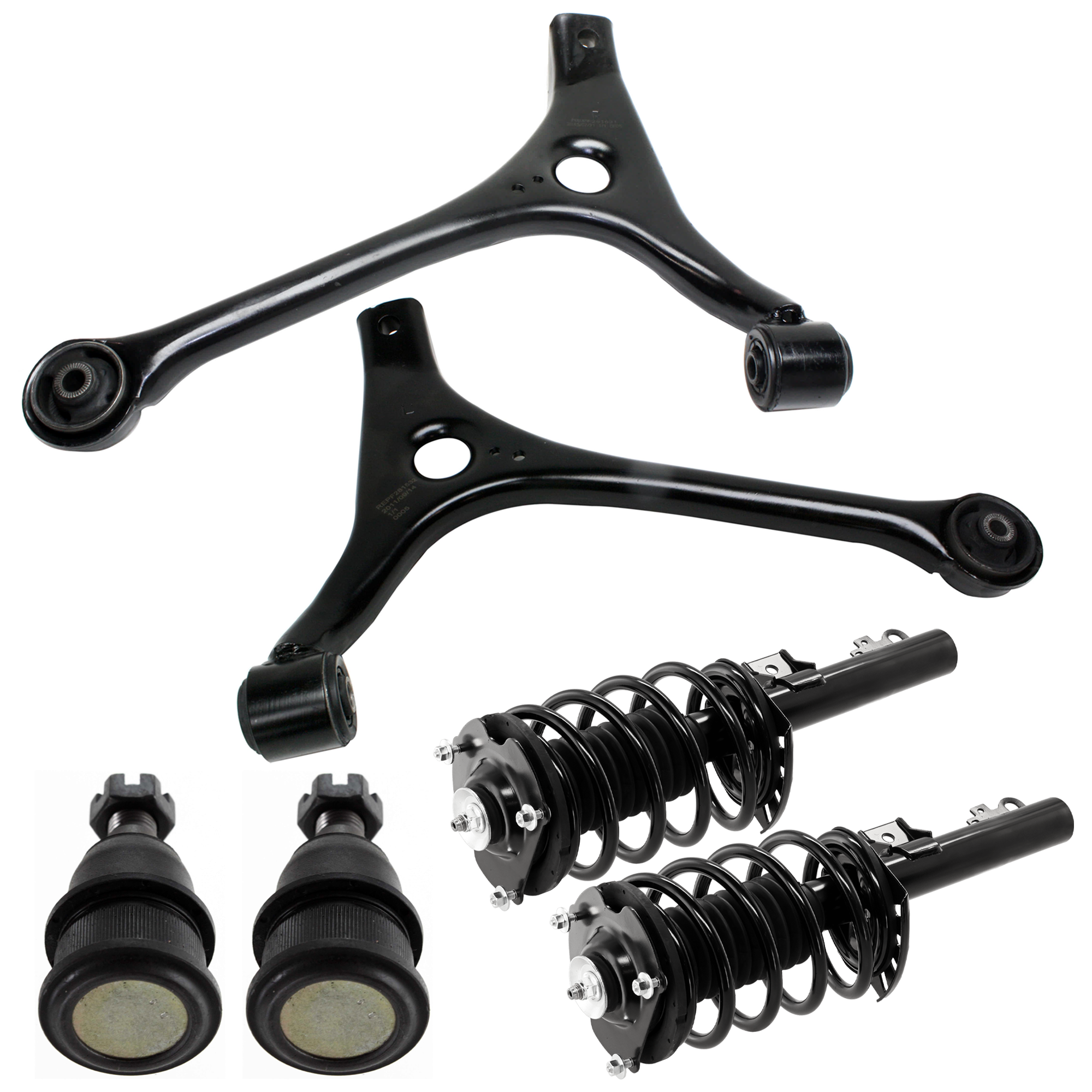 AM TAURUS 98-07 SABLE 98-05 FRONT DRIVER AND PASSENGER SIDE SUSPENSION KIT 6 pc Kit with Shock Absorber and Strut Assembly Control Arm and Ball Joint SKU KIT 012225 C24 OEM 104217-281014-2601488-5051243