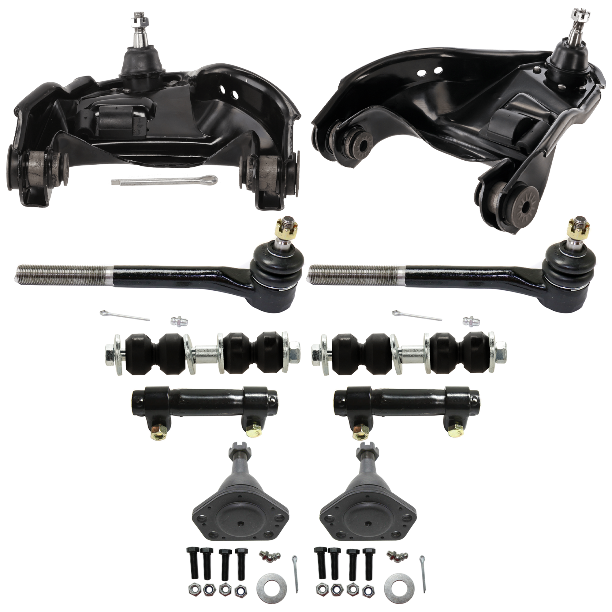 AM BLAZER JIMMY 95-05 SONOMA 95-04 FRONT CONTROL ARM RH AND LH Upper w ball joint s 10 pc Kit with Ball Joint Tie Rod End Sway Bar Link Tie Rod Adjusting Sleeve SKU KIT 012225 C25 OEM 10390-286004-2601274-5051104-1