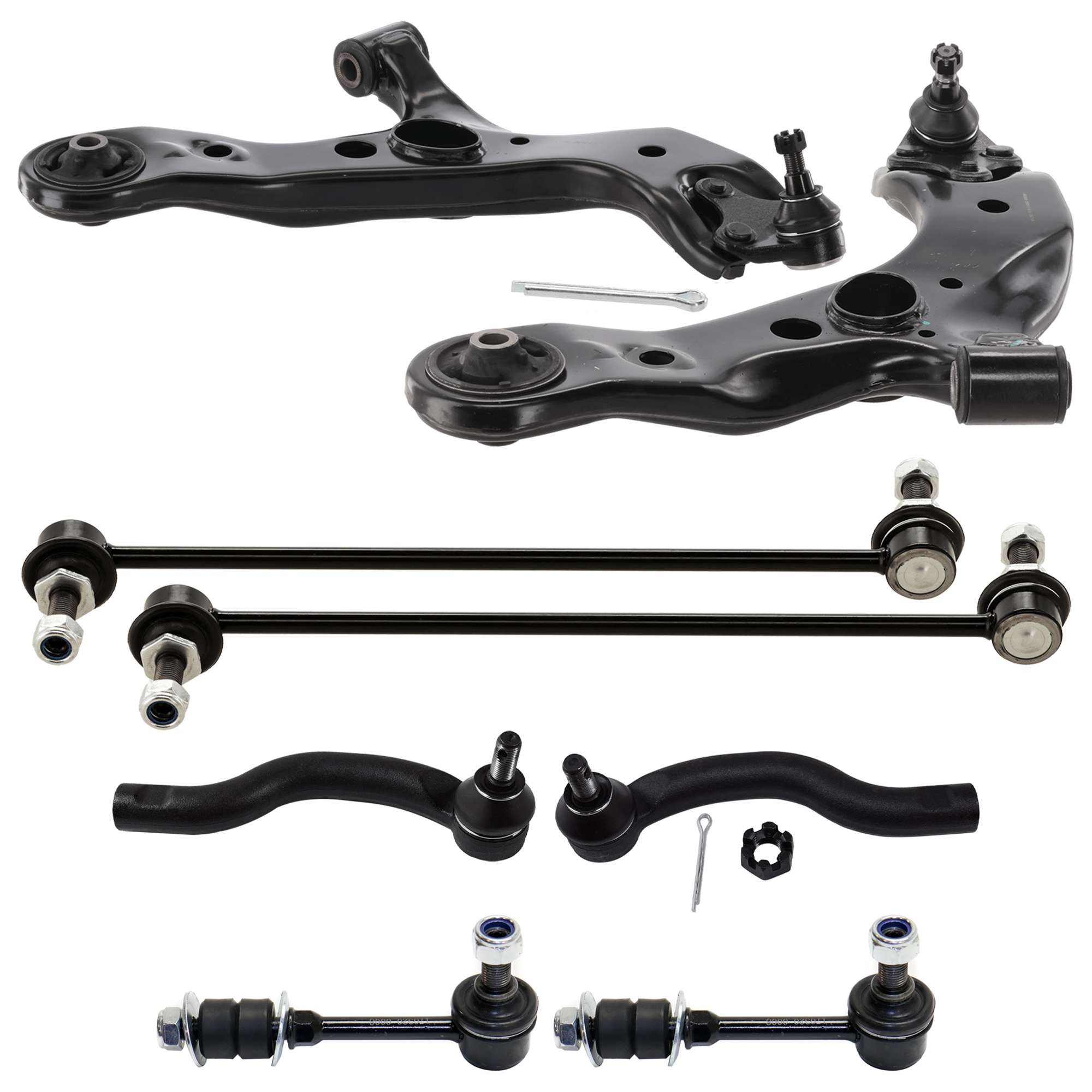 AM RAV4-06-18 NX300H 15-19 FRONT AND REAR SUSPENSION KIT 8 pc Kit with Control Arm Tie Rod End and Sway Bar Link SKU KIT 012225 C28 OEM 4806942050-480680R010-480690R0