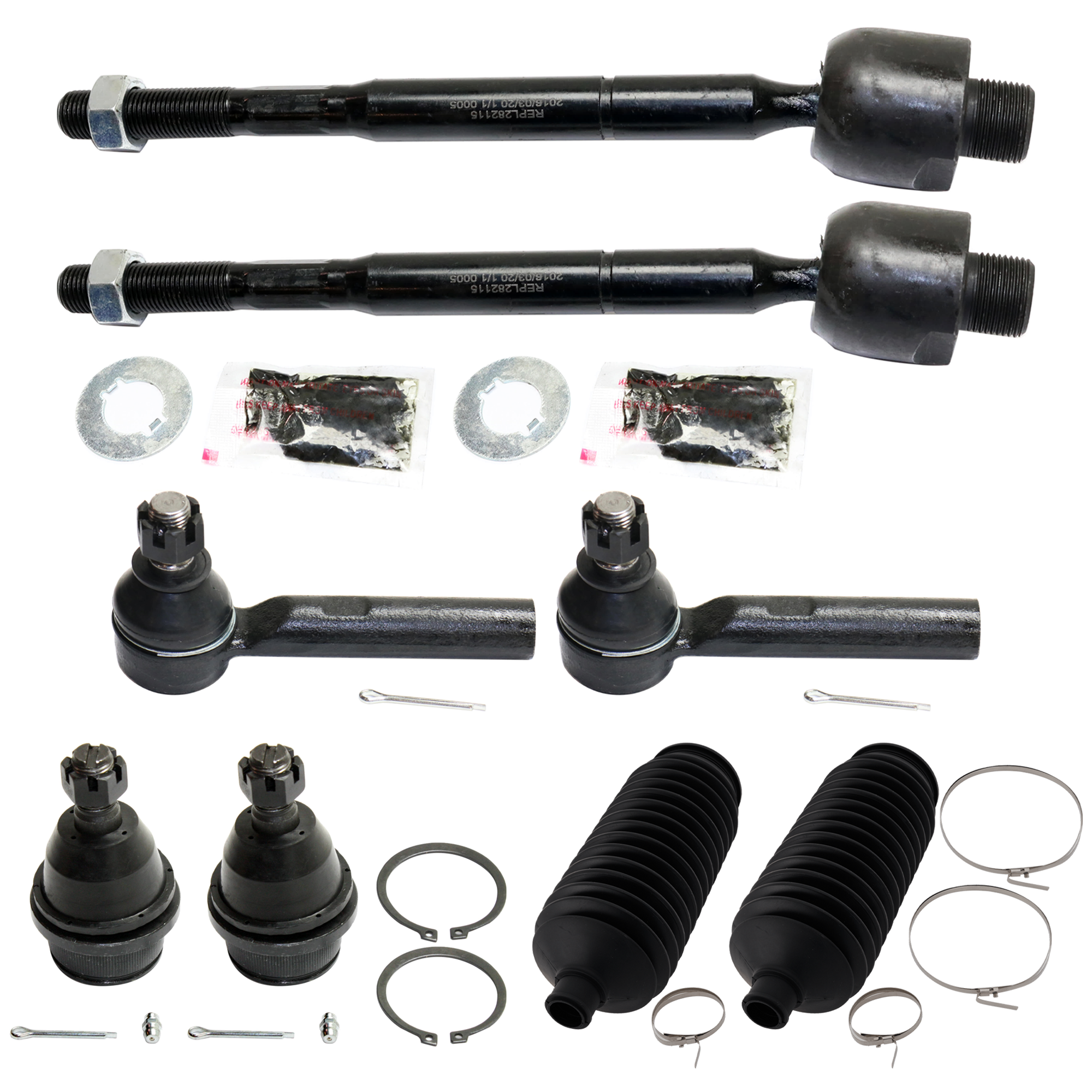 AM GX470-4RUNNER 03-09 FRONT BALL JOINT RH AND LH Lower 8 pc Kit w Steering Rack Boot and Tie Rod End SKU KIT 012225 C34 OEM 2601746-5051435-104500017-4806