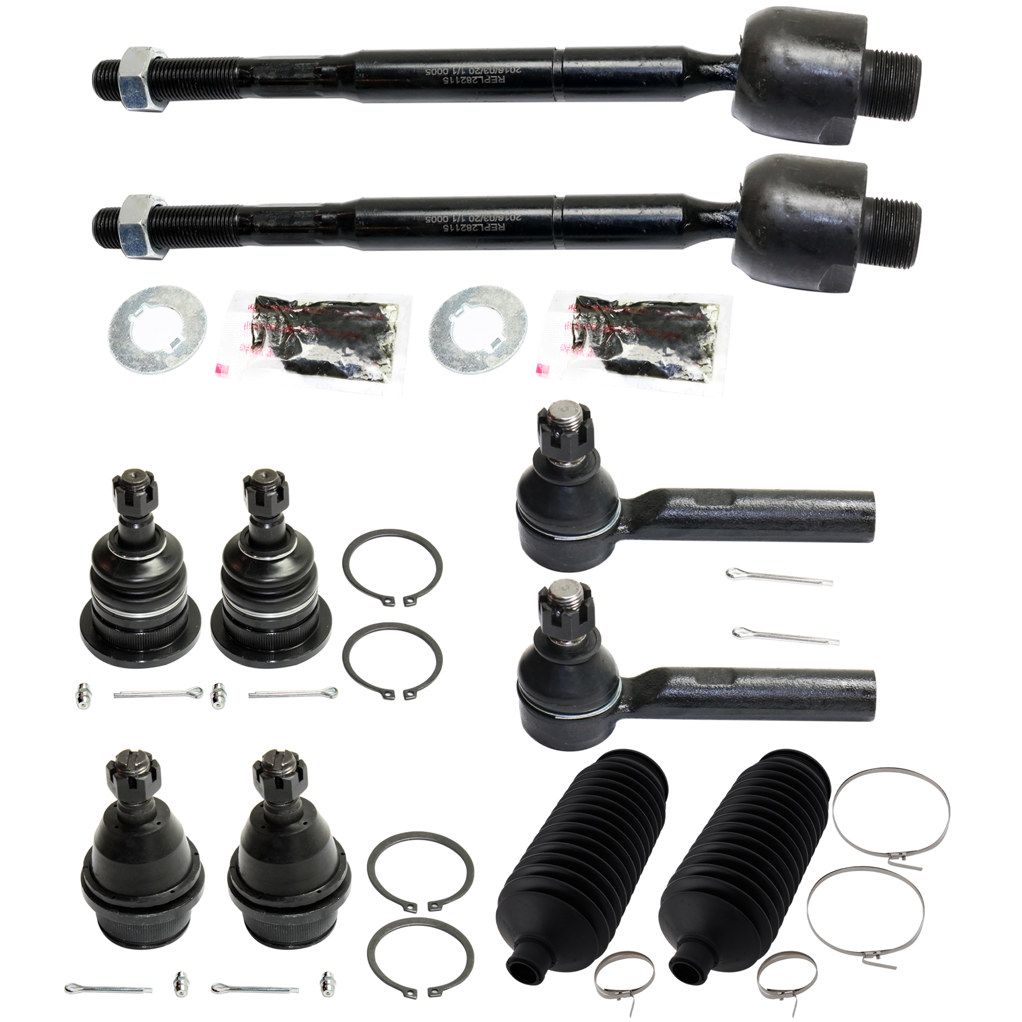 AM GX470-4RUNNER 03-09 FRONT BALL JOINT RH AND LH Upper and Lower 10 pc Kit w Steering Rack Boot and Tie Rod End SKU KIT 012225 C35 OEM 2601746-5051435-104500017-4806