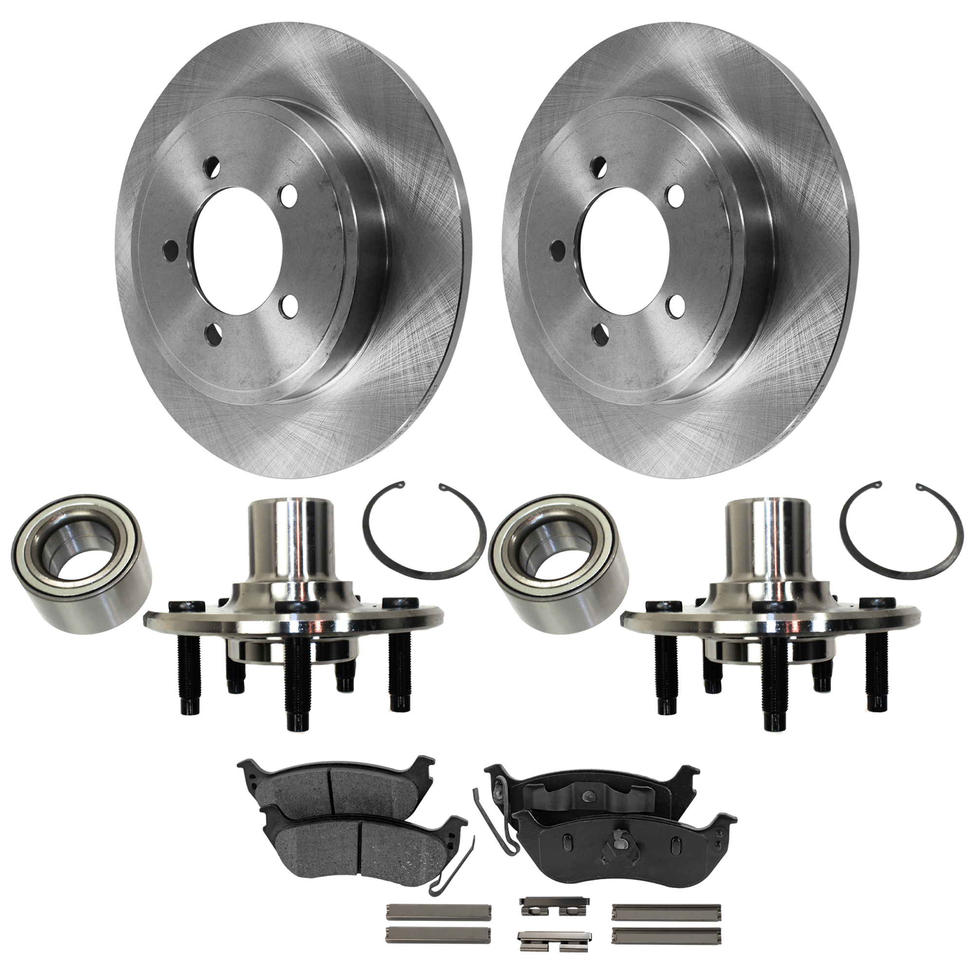 AM EXPLORER MOUNTAINEER 05-09 WHEEL HUB REPAIR KIT 5 pc Kit w Brake Disc and Brake Pad Set SKU KIT 012225 C43 OEM 721000-7250177-1L241109AC 1L24
