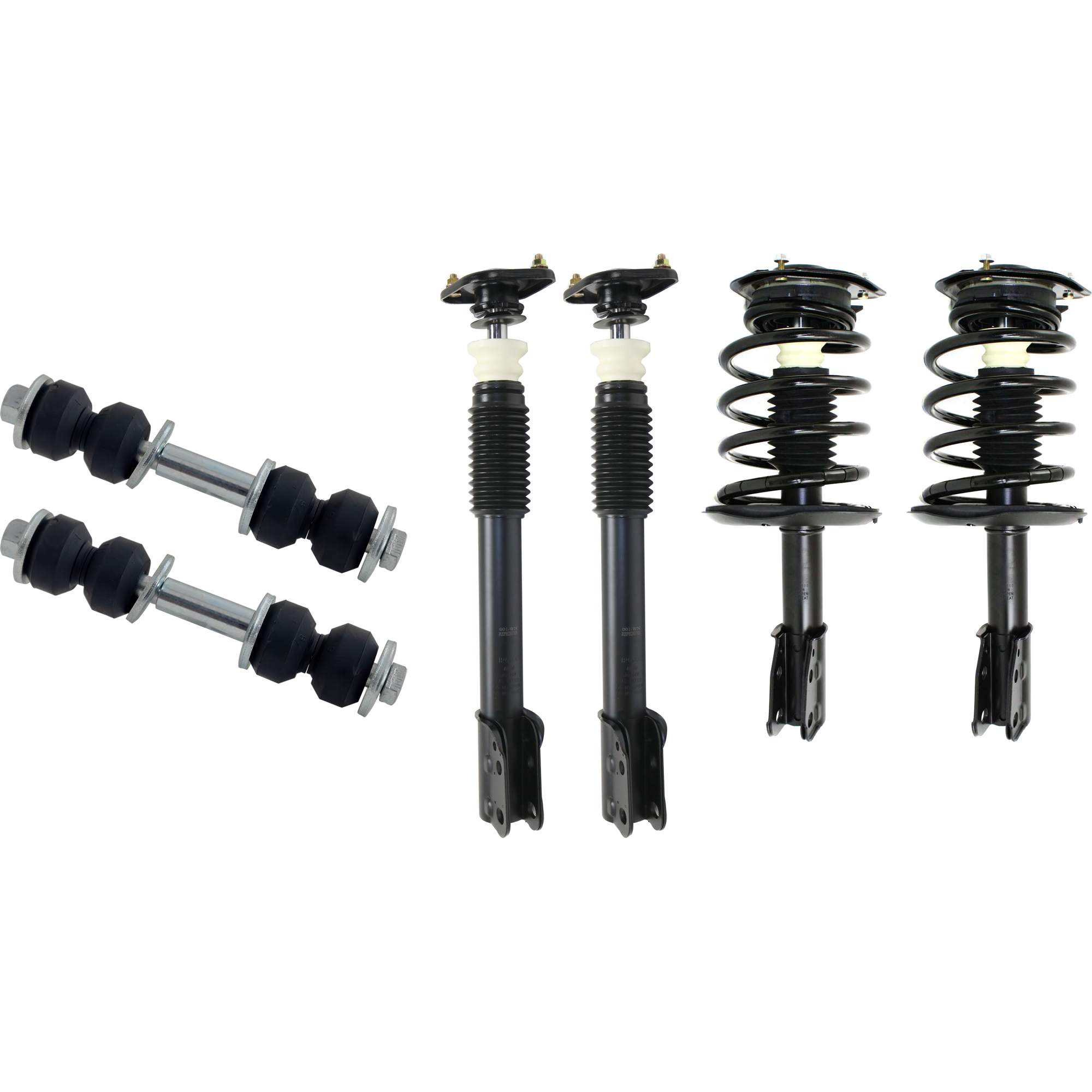 AM LESABRE BONNEVILLE 90-99 FRONT AND REAR LOADED STRUT RH AND LH Gas Charged Twin tube 6 pc Kit w Sway Bar Link SKU KIT 012225 C49 OEM 684011-2652051-5451000-5451068