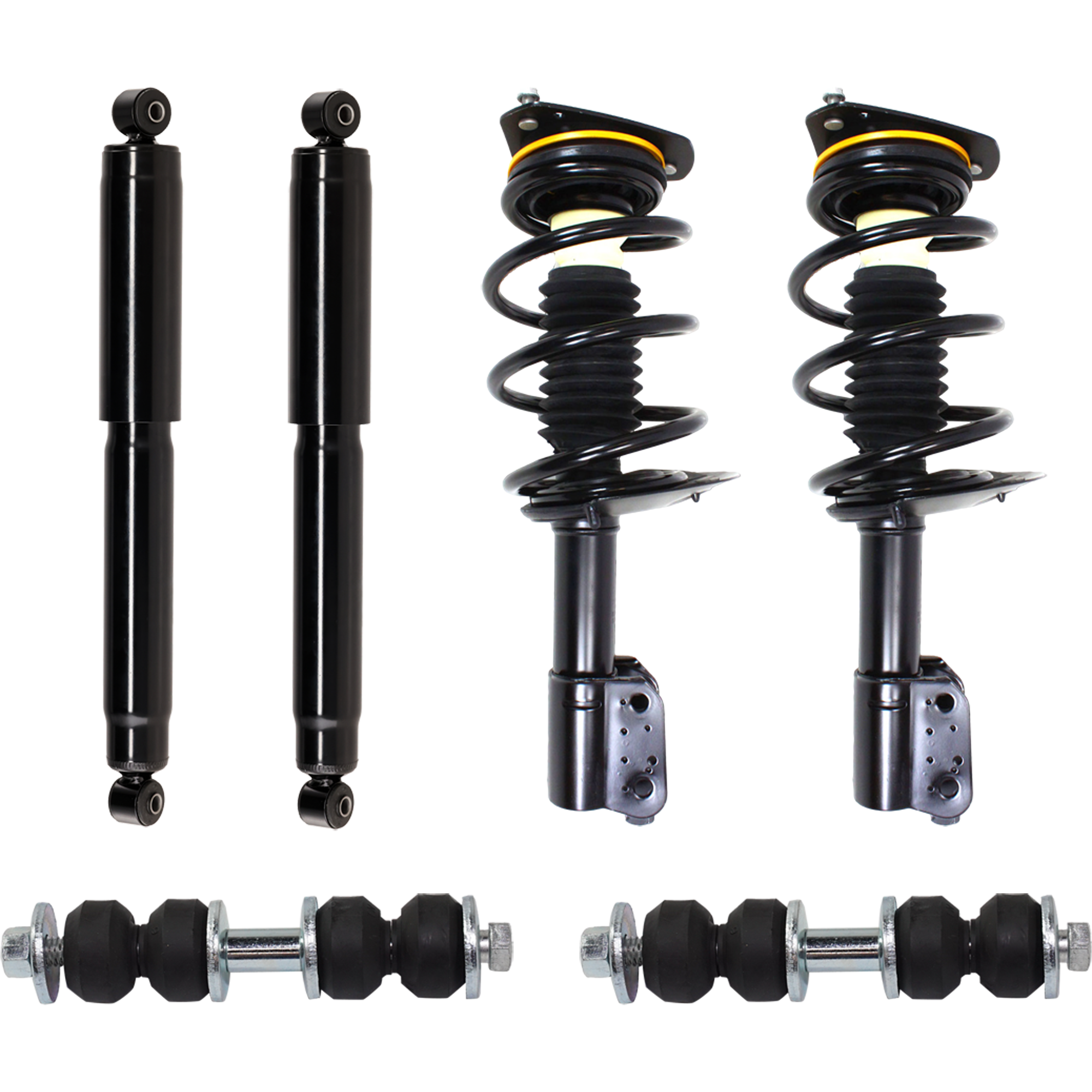 AM MONTANA 99-05 VENTURE 97-05 FRONT AND REAR SHOCK ABSORBER RH AND LH Gas Charged Twin tube w o Rear Level Control 6 pc Kit w Sway Bar Link SKU KIT 012225 C50 OEM 2652257-5451114-10285683-10285