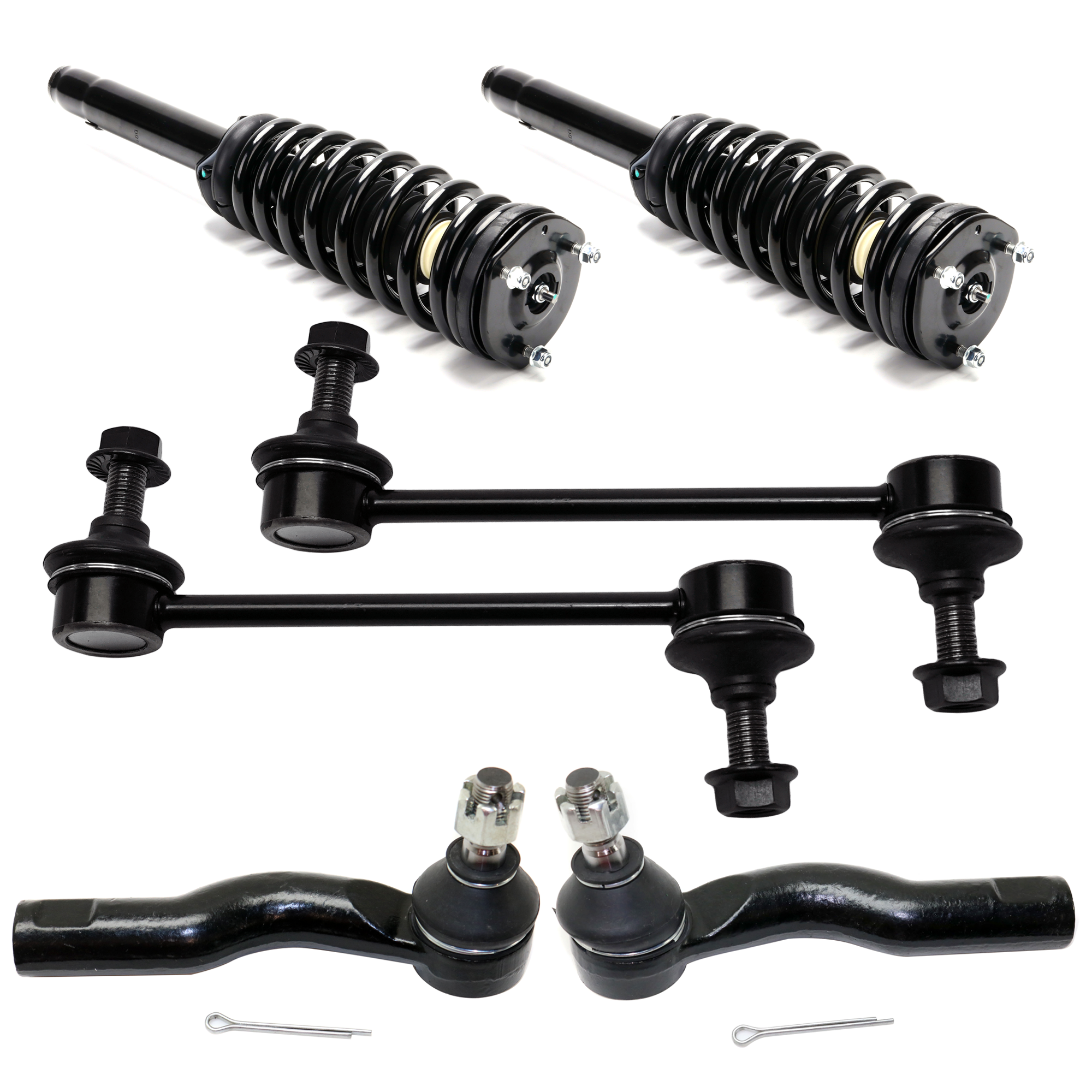AM FUSION 10-12 MILAN 10-11 FRONT LOADED STRUT RH AND LH 2.5L Eng. 6 pc Kit w Sway Bar Link and Tie Rod End SKU KIT 012225 C89 OEM AE5Z5K483A AE5Z3A130C AE5Z3A13
