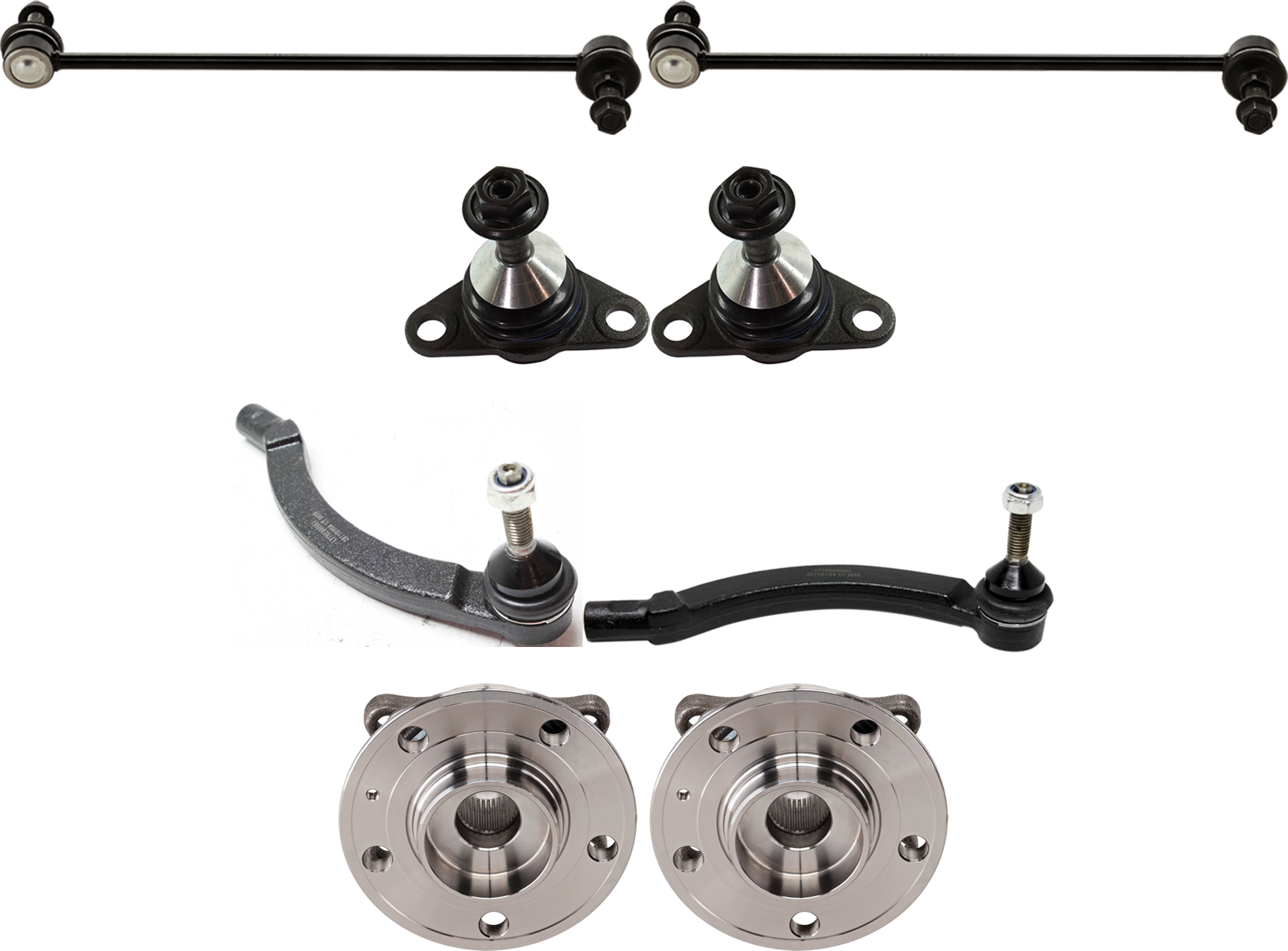 AM S60-01-07 S80-00-06 FRONT SUSPENSION KIT 8 pc Kit w Ball Joint Sway Bar Link Tie Rod End and Wheel Hub SKU KIT 012319-09 OEM 274186-274193-274524-274544-27