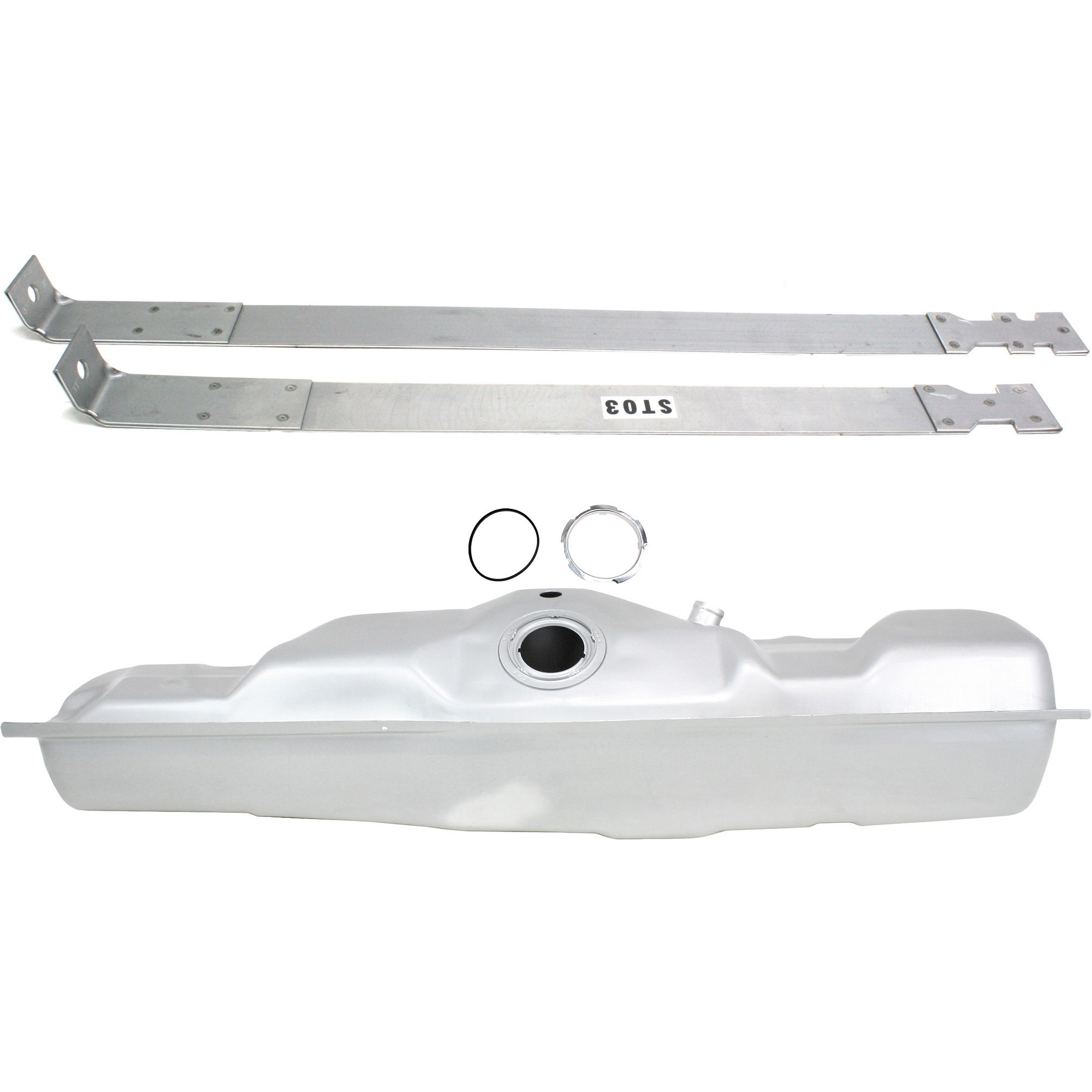 AM F SERIES 85-86 FUEL TANK Side Mount 19 gallons 3 pc kit w Fuel Tank Straps SKU KIT 012319-12 Partslink FO3900130 OEM E5TZ9002L