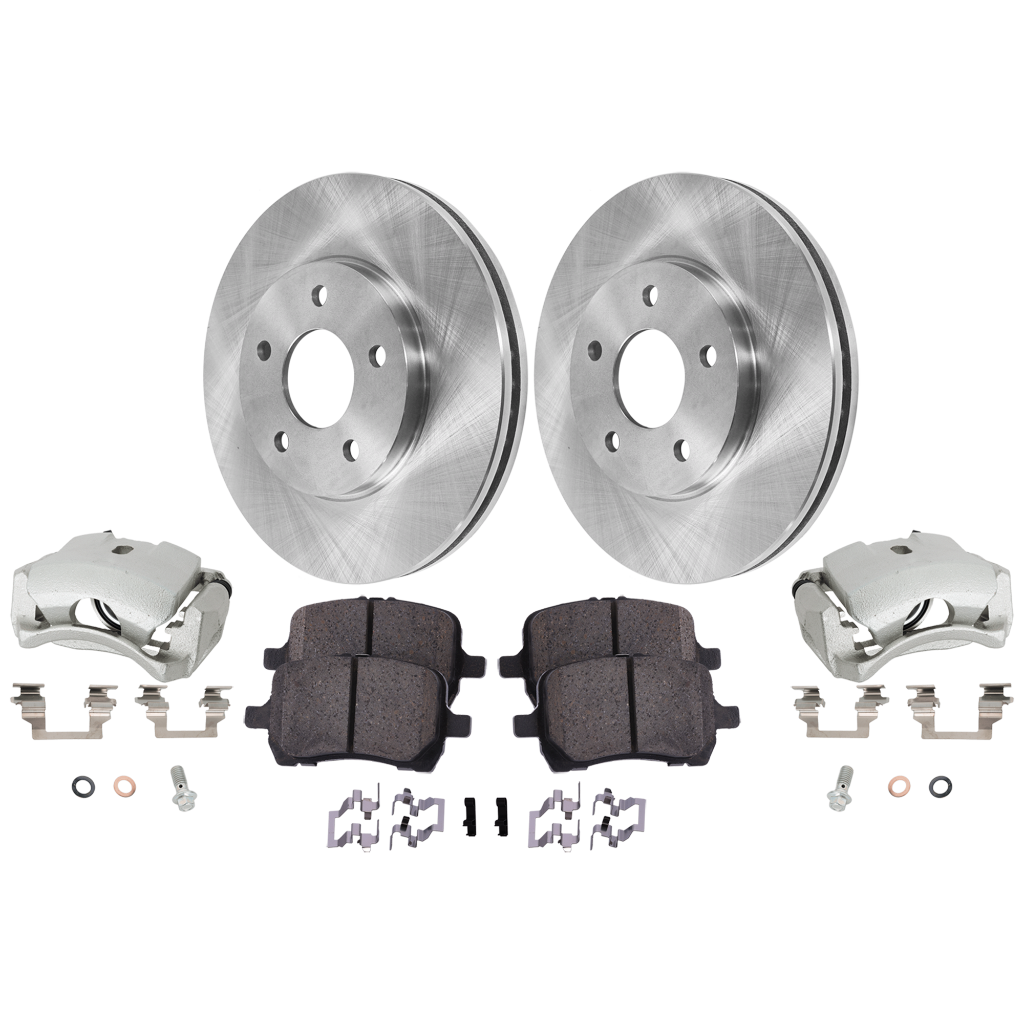 AM HHR 06-11 FRONT BRAKE KIT WITH CALIPERS 2 Wheel Set Includes 2 Brake Caliper 2 Brake Disc and 1 Brake Pad Set Plain Surface 5 Lugs Cast Iron Ceramic SKU KIT 012325-03 OEM 22728988-15243704-15808204-228