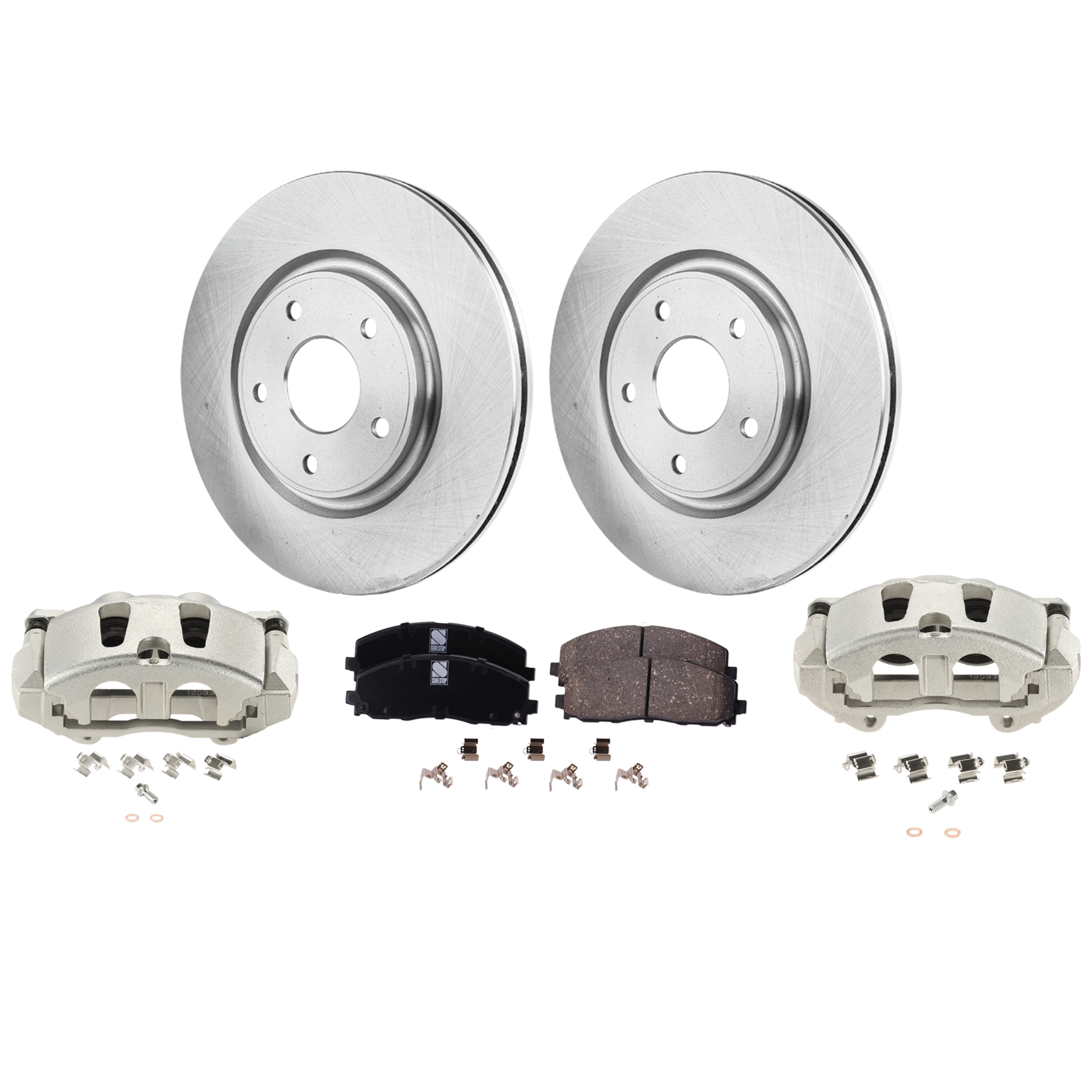 AM JOURNEY 12-20 FRONT BRAKE KIT WITH CALIPERS 2 Wheel Set Includes 2 Brake Caliper 2 Brake Disc and 1 Brake Pad Set Plain Surface 5 Lugs Cast Iron Ceramic SKU KIT 012325-04 OEM 43179-53068-780964-850313-6004