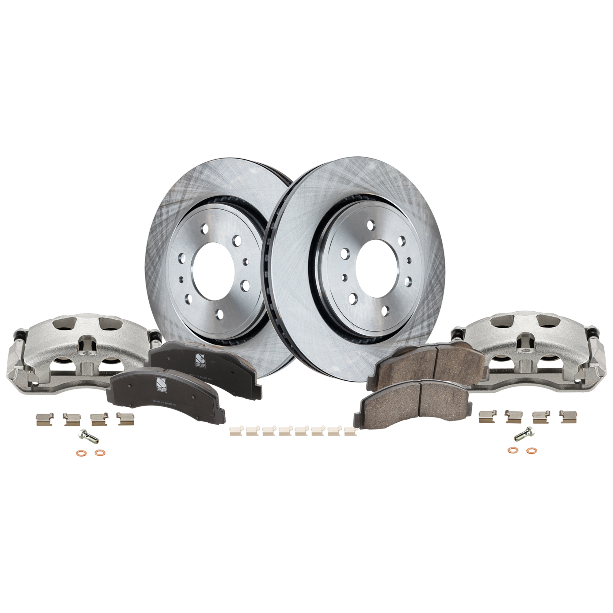 AM EXPEDITION 10-17 F 150-10-11 FRONT BRAKE KIT WITH CALIPERS 2 Wheel Set Includes 2 Brake Caliper 2 Brake Disc and 1 Brake Pad Set Plain Surface 6 Lugs Cast Iron Ceramic SKU KIT 012325-09 OEM 7L1Z1125A 9L1Z1125A 8L1Z1125A