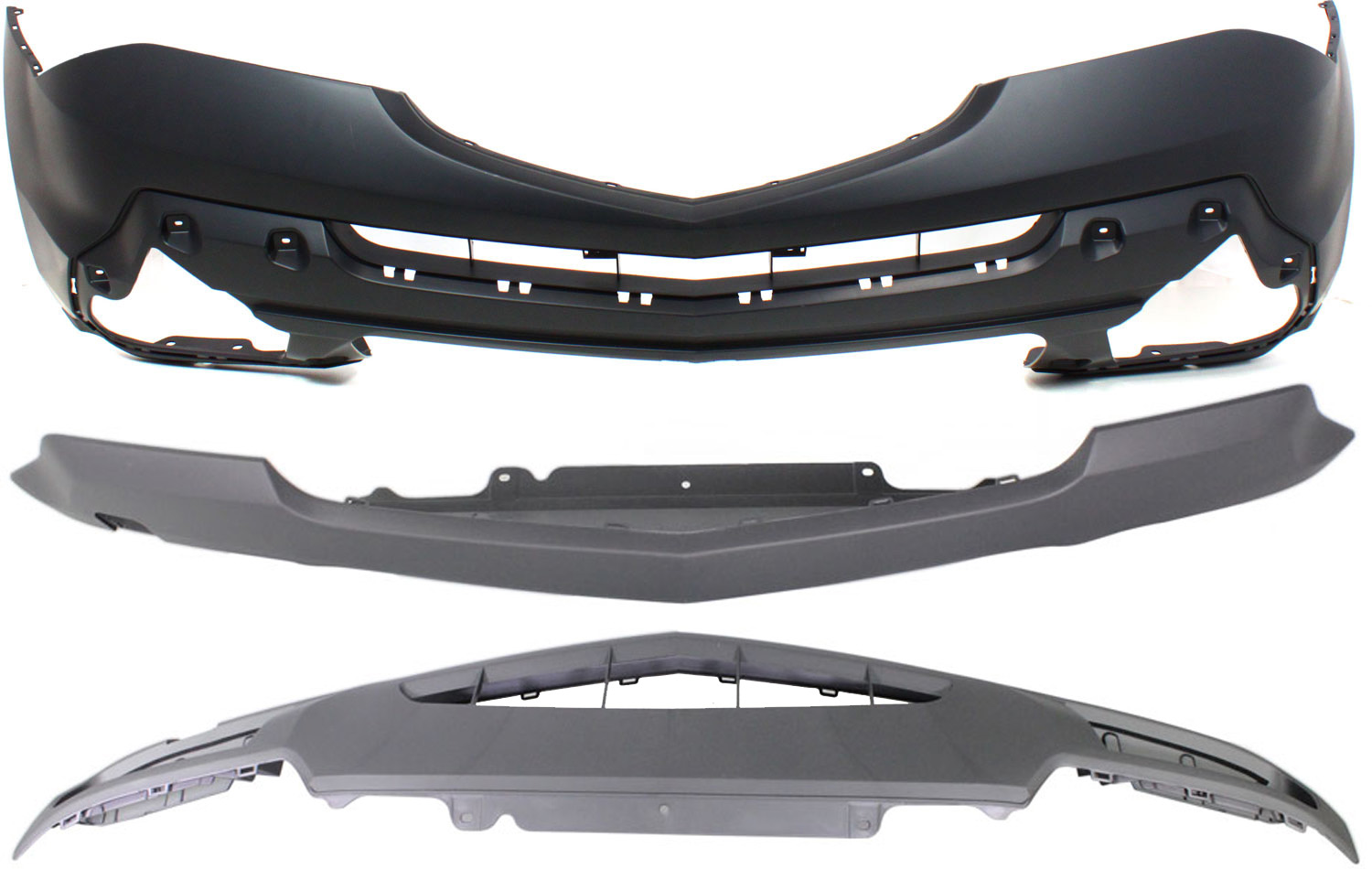 AM MDX 07-09 FRONT BUMPER COVER 3 pc Kit with Bumper Trim and Valance SKU KIT 012417-15 Partslink AC1000157 AC1044101 AC1015102 OEM 04711STXA90ZZ 71110STXA00ZB 71