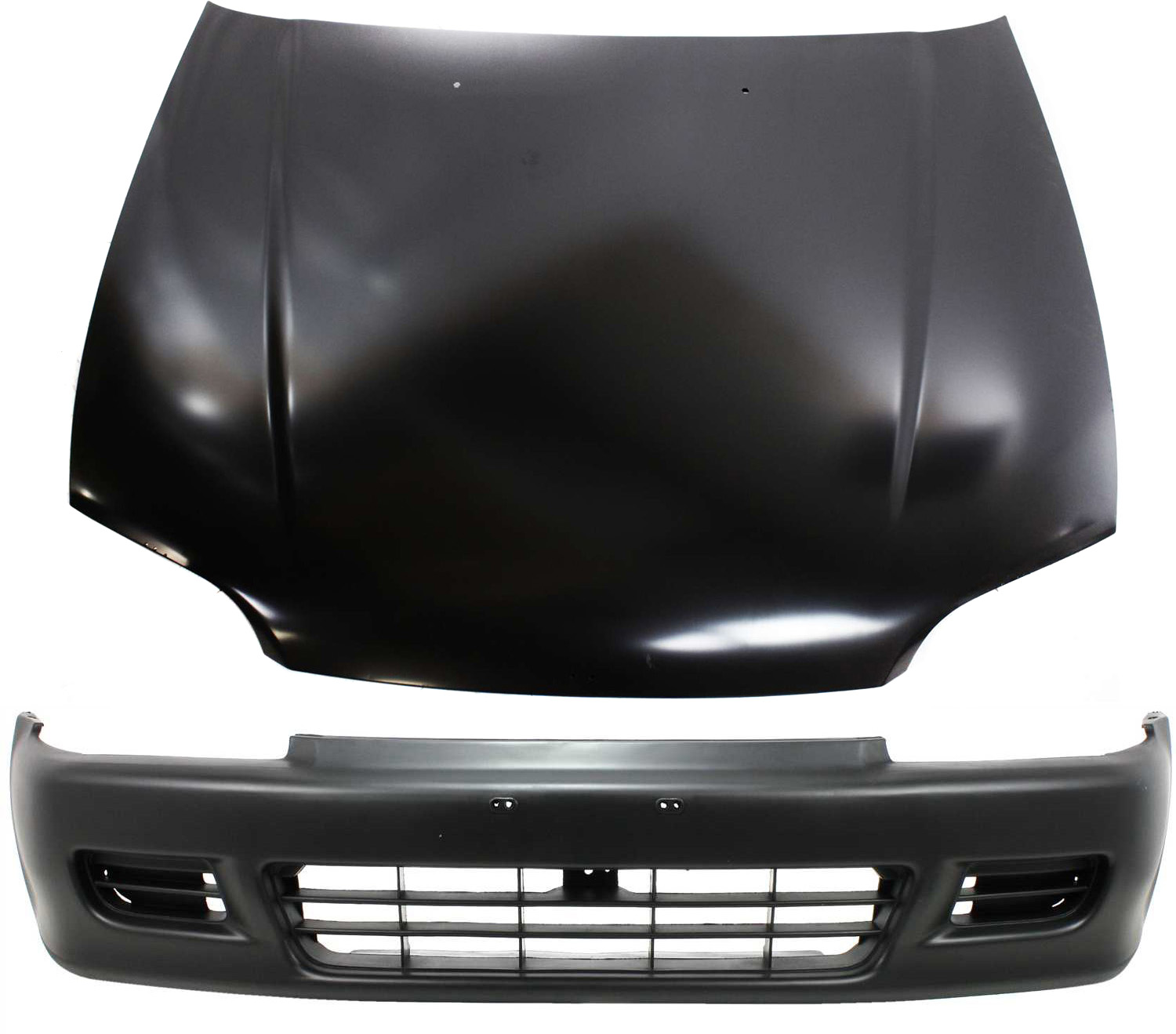 AM CIVIC 92-95 HOOD 2 pc Kit with Bumper Cover SKU KIT 012419-05 Partslink HO1230118 HO1000141 OEM 60100SR3000ZZ 71101SR0A00ZZ
