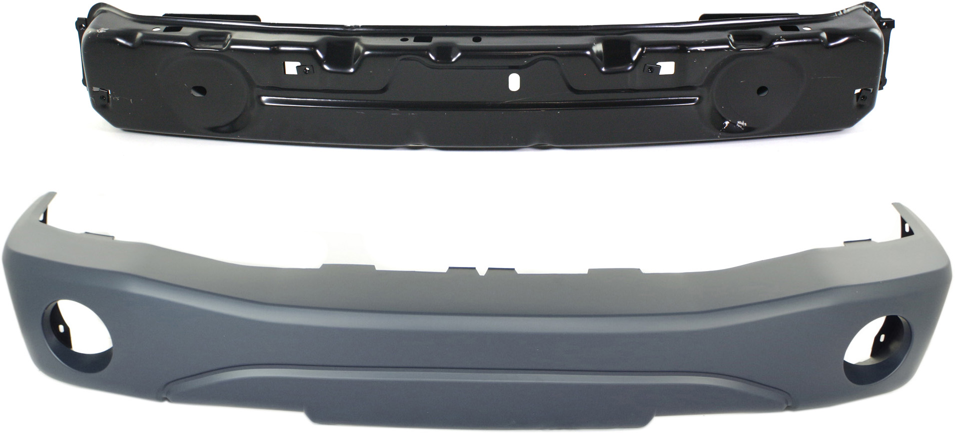 AM DURANGO4-06 FRONT BUMPER COVER 2 pc Kit Primed with Bumper Reinforcement SKU KIT 012419-10 Partslink CH1000418 CH1006197 OEM 5HP18TZZAB 68051394AA