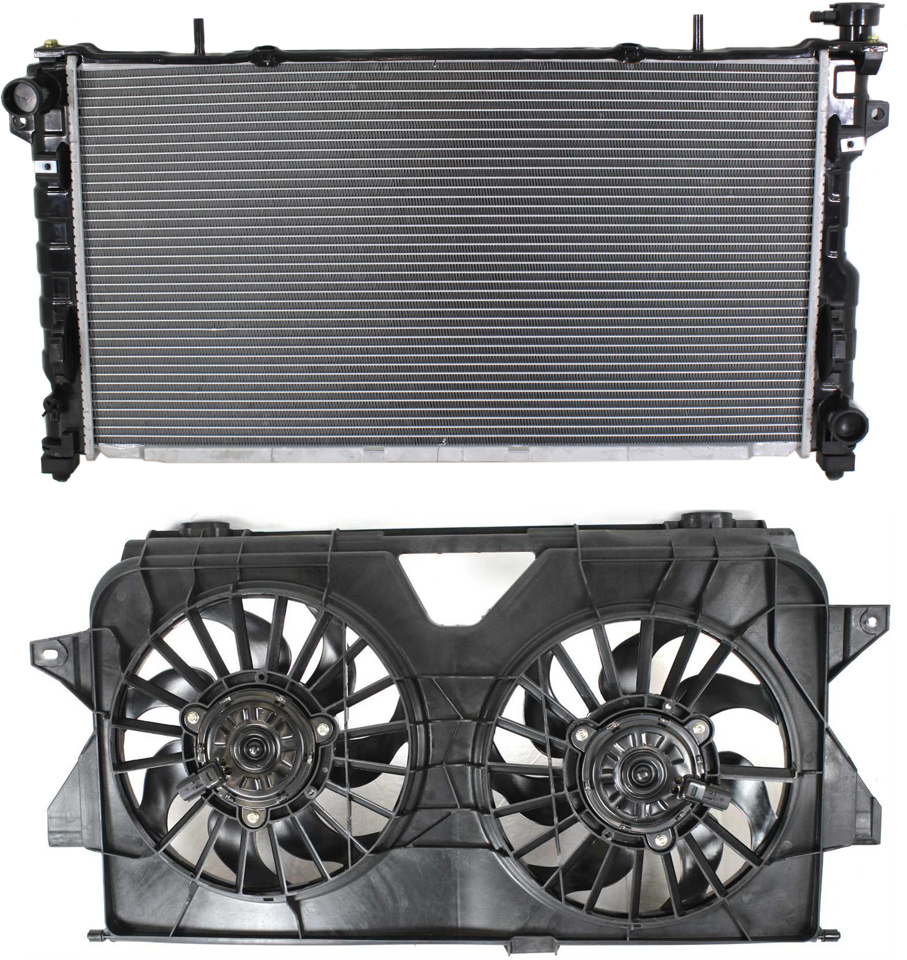 AM CARAVAN GRAND CARAVAN TOWN COUNTRY 05-07 COOLING SYSTEM SERVICE KIT 2 pc Kit with Radiator and Cooling Fan Assembly SKU KIT 012419-12 Partslink CH3115145 CH3010336 CH3010313 OEM 4677695AB 4677692AA 4677523AA