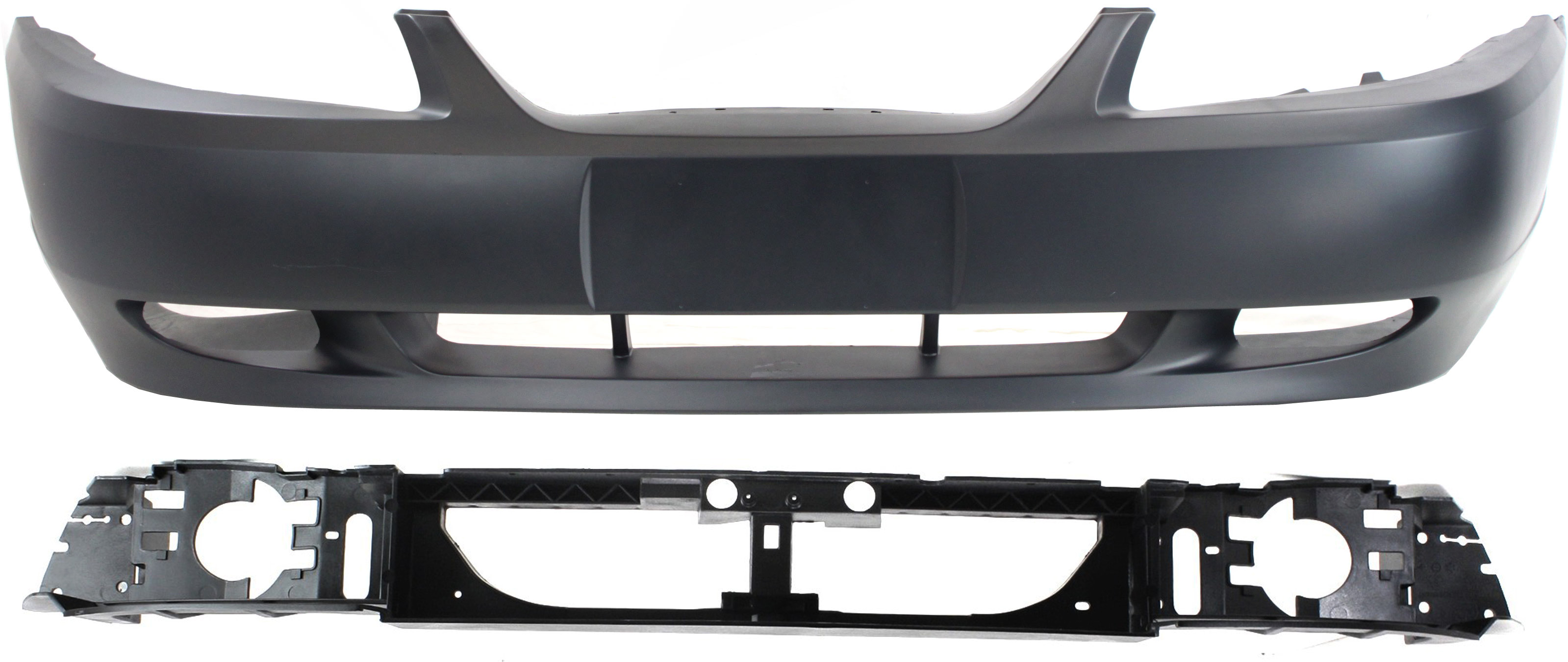 AM MUSTANG 99-04 FRONT BUMPER COVER 2 pc Kit Primed with Header Panel Convertible SKU KIT 012419-14 Partslink FO1000439 FO1221119 OEM YR3Z17D957GA 3R3Z8A284AA