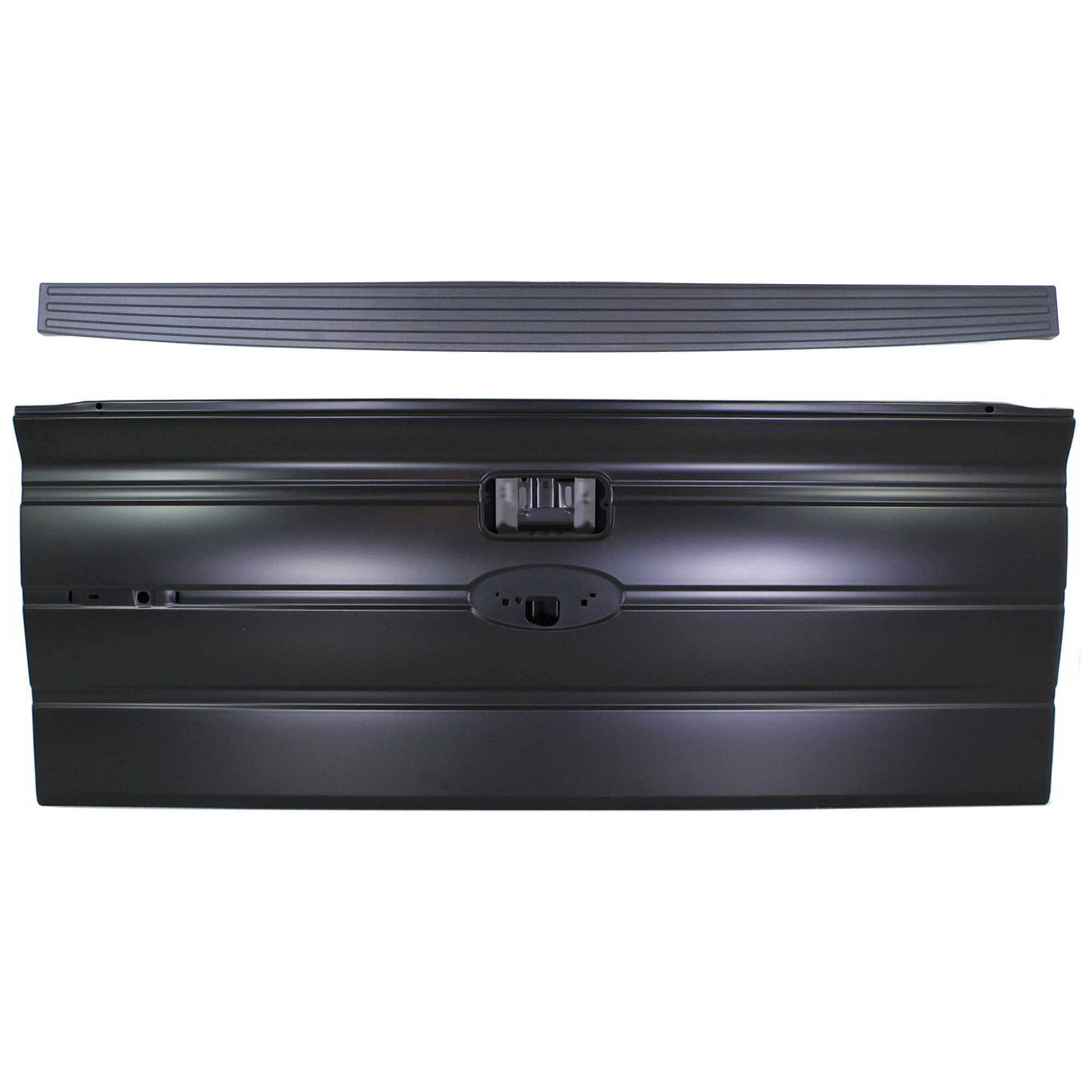 AM F 150-09-14 TAILGATE Styleside 2 pc Kit with Tailgate Molding SKU KIT 012419-24 Partslink FO1900124C FO1904107 OEM 9L3Z9940602AA BL3Z9940700E