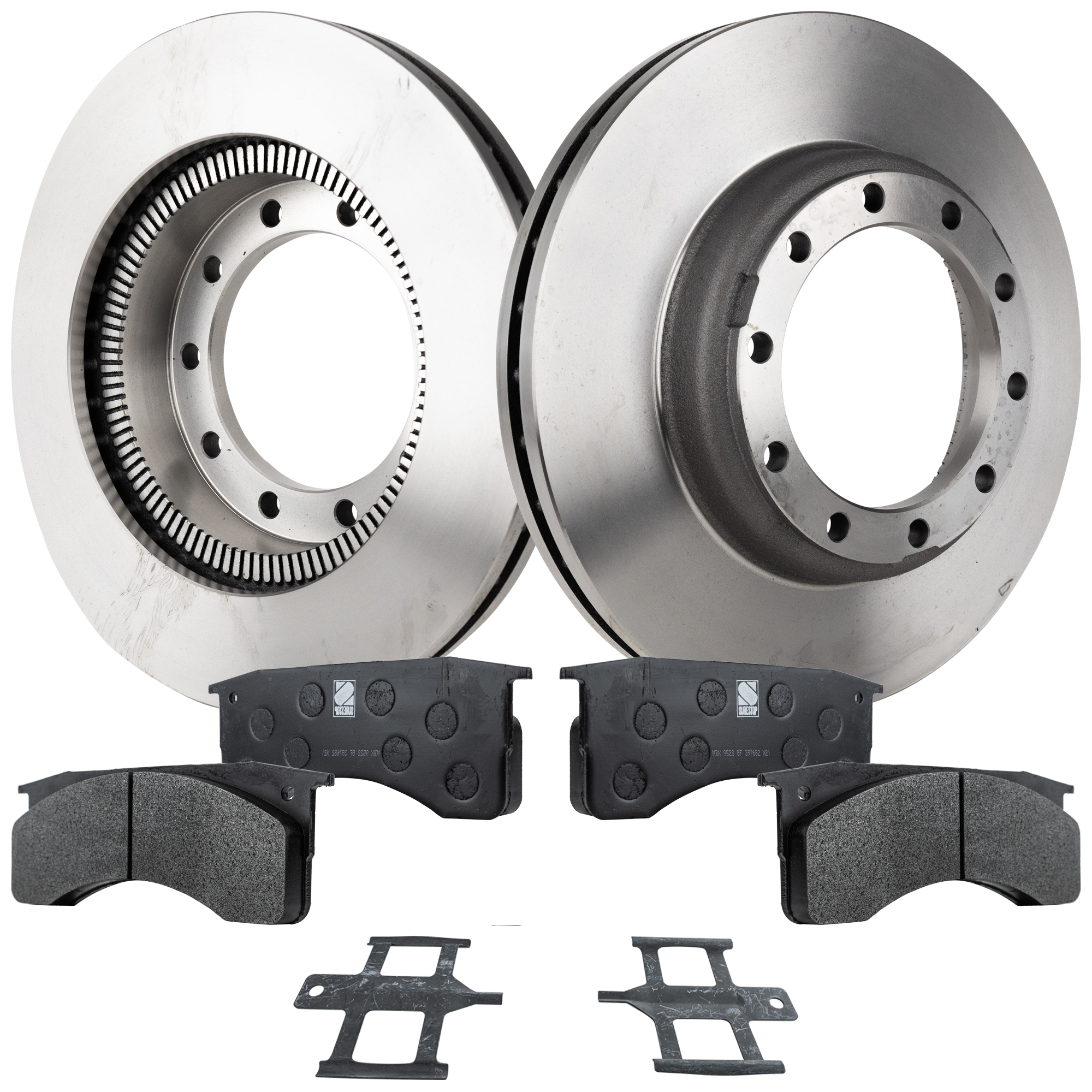 AM FL50-98-05 HINO 268-05-18 FRONT AND REAR BRAKE DISC AND PAD KIT 6 pc Kit SKU KIT 012423-05 OEM 41224-55104-900906-12180014-60