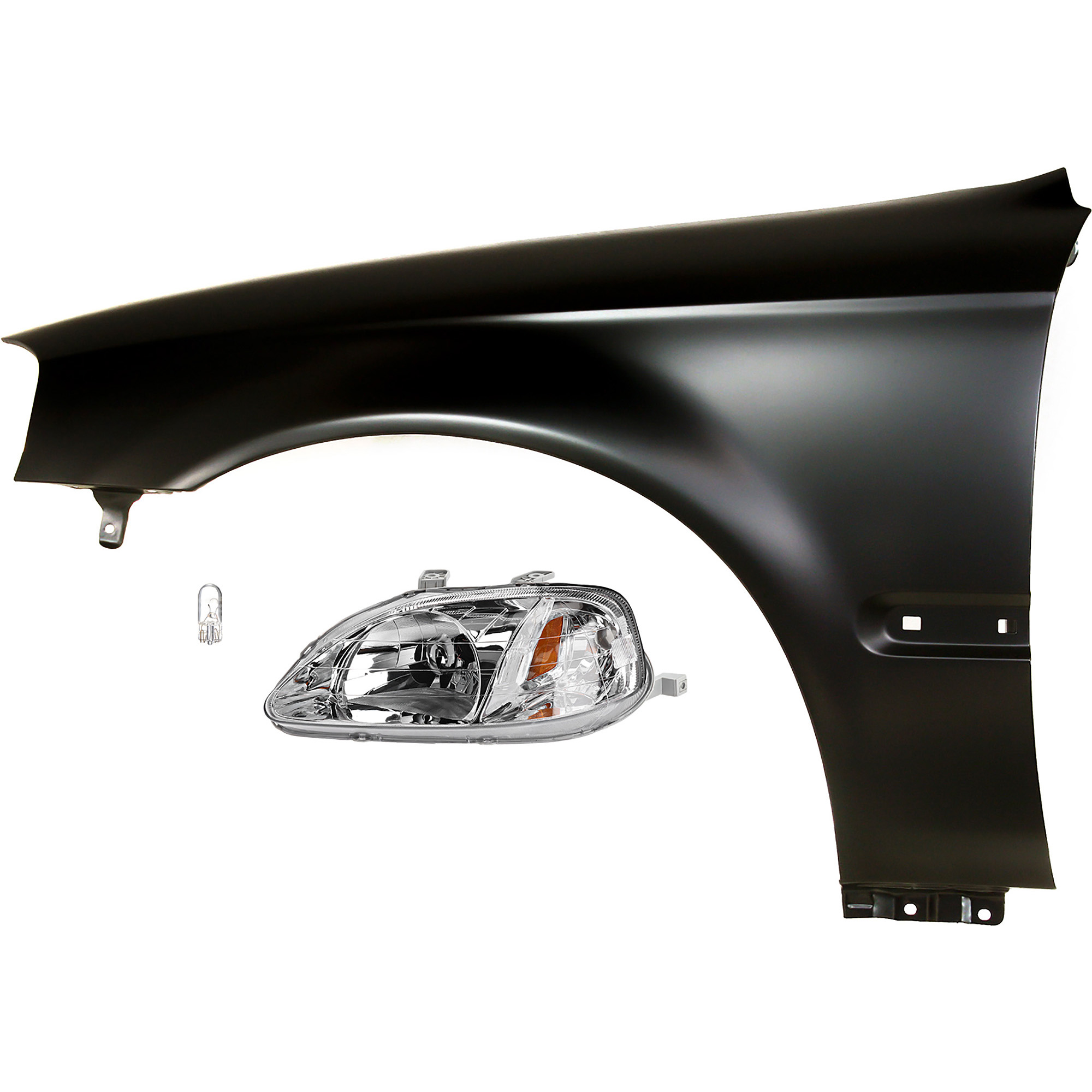 AM CIVIC 99-00 HEAD LAMP LH 3 pc kit Assembly Incandescent OE comparable with Fender SKU KIT 012524-72 Partslink HO2502113 HO1240151 OEM 33151S01A02-60261S01A10ZZ