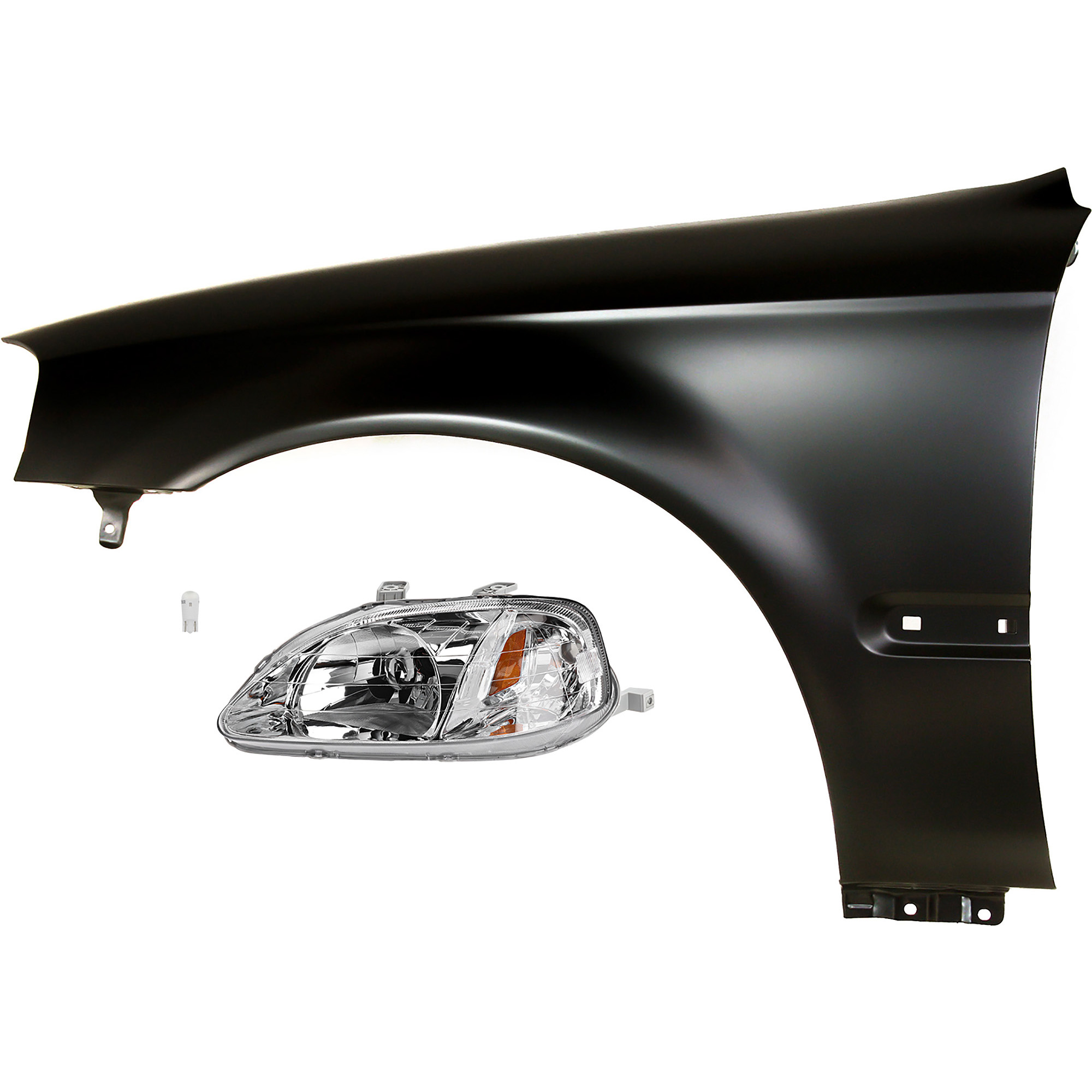 AM CIVIC 99-00 HEAD LAMP LH 3 pc kit Assembly LED OE comparable with Fender SKU KIT 012524-73 Partslink HO2502113 HO1240151 OEM 33151S01A02-60261S01A10ZZ
