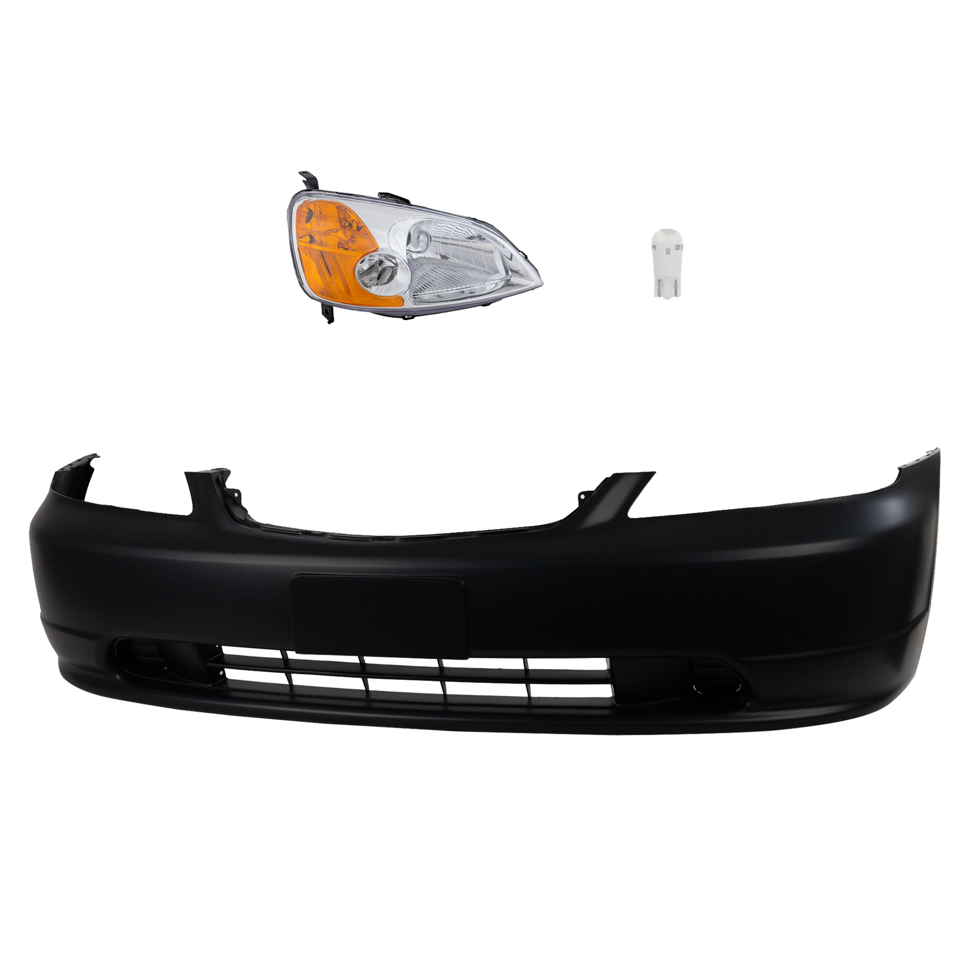 AM CIVIC 01-03 HEAD LAMP RH 3 pc kit Assembly LED OE comparable with Bumper Cover SKU KIT 012524-80 Partslink HO2503116 HO1000197 OEM 33101S5AA01-04711S5PA90ZZ