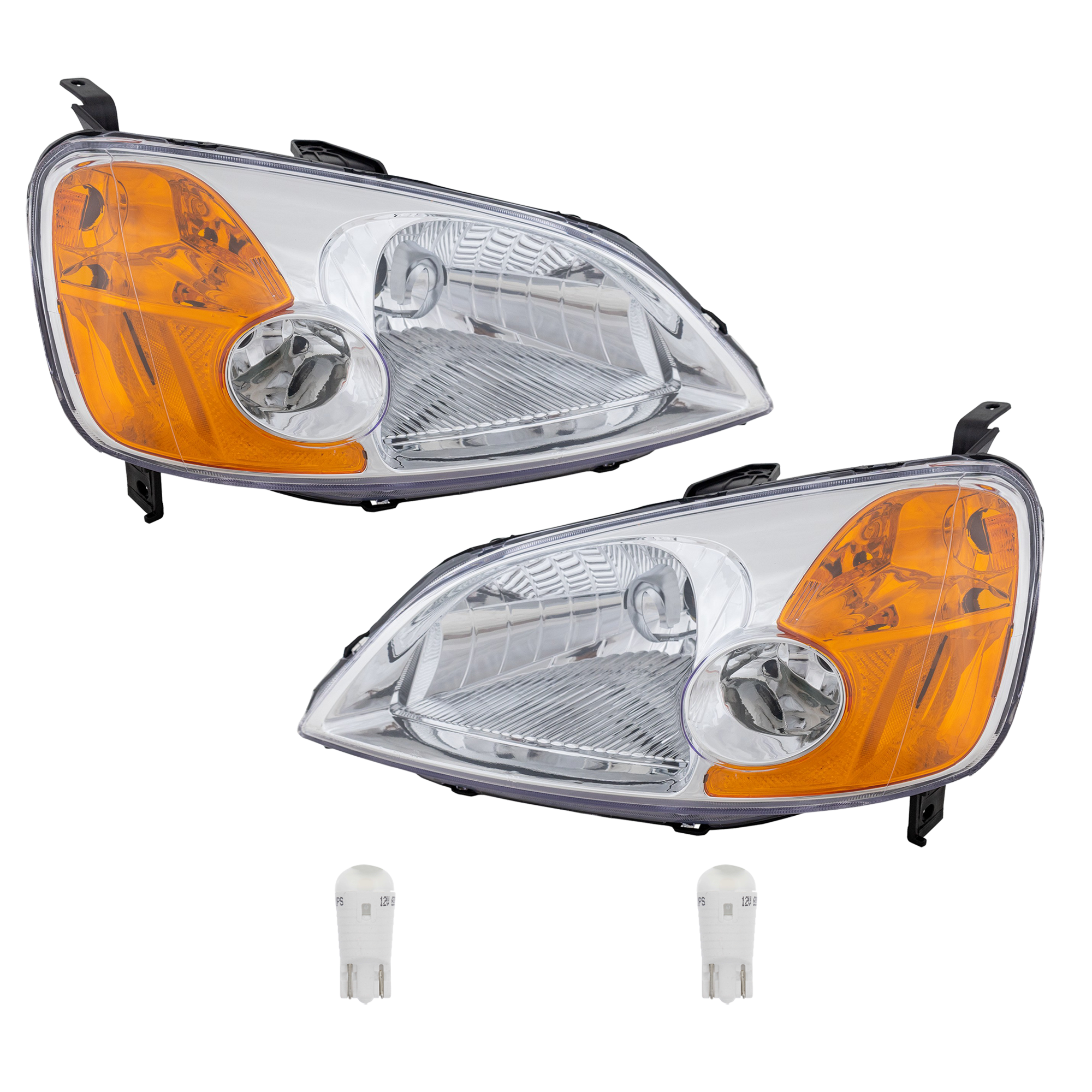 AM CIVIC 01-03 HEAD LAMP RH AND LH 4 pc kit Assembly LED OE comparable SKU KIT 012524-90 Partslink HO2502116 HO2503116 OEM 33101S5AA01-33151S5AA01