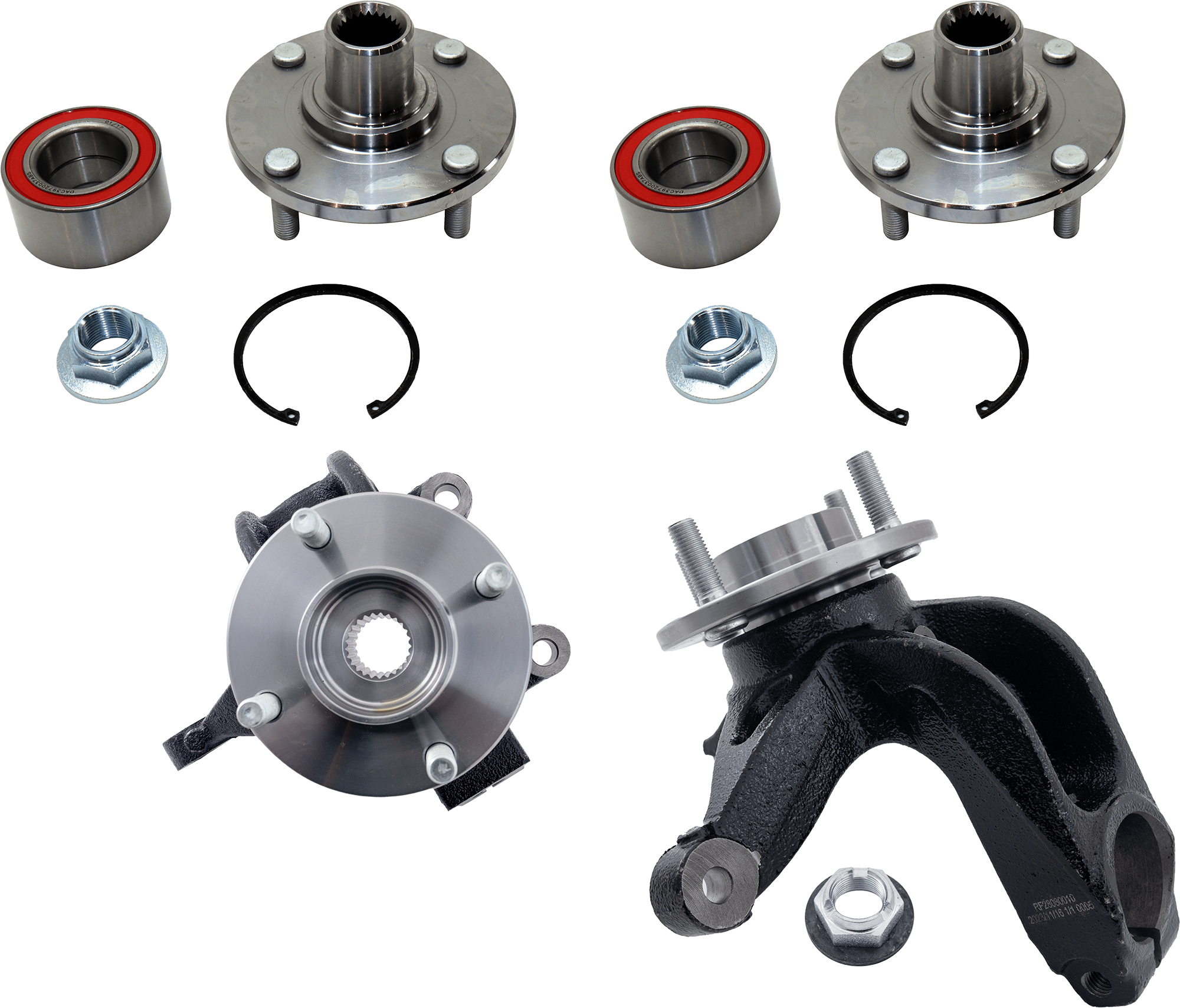 AM FOCUS 06-11 FRONT SUSPENSION KIT RH AND LH 4 pc kit with Knuckles and Wheel Hubs SKU KIT 012624-01 OEM 510056-9110900-6S4Z1215B 6S4Z3