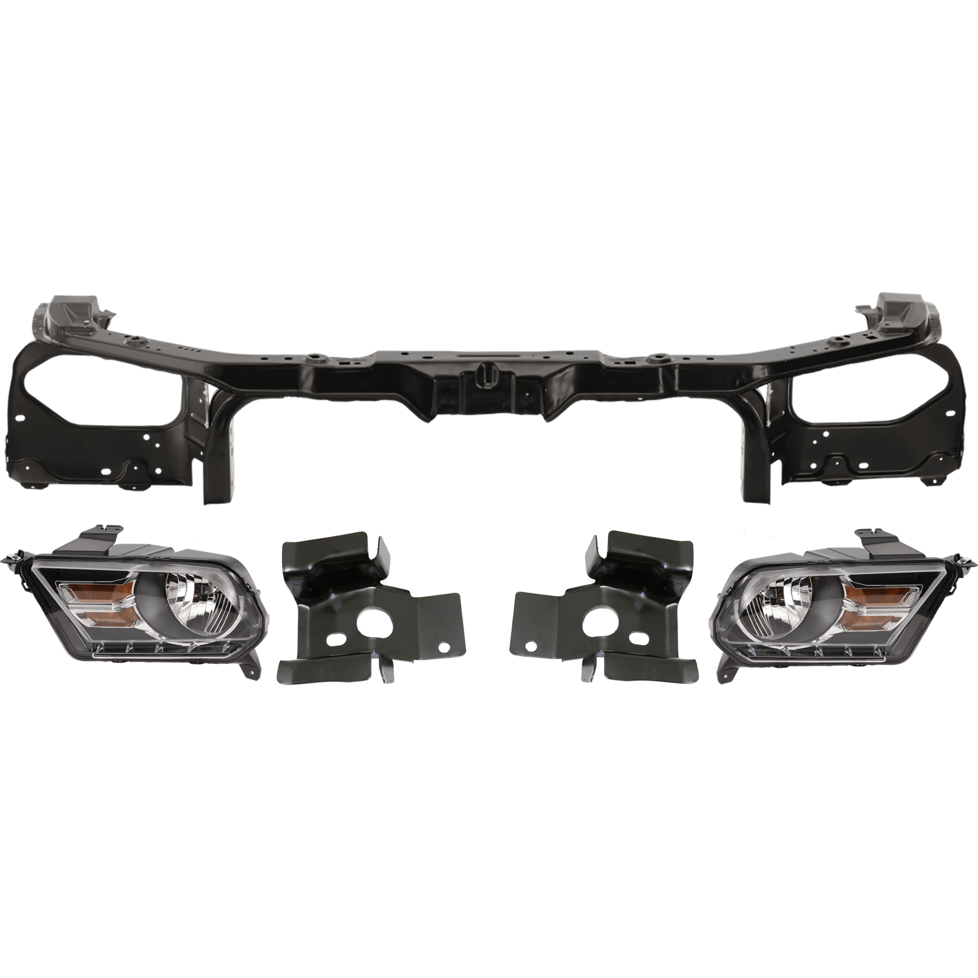 AM MUSTANG 10-14 RADIATOR SUPPORT UPPER 5 pc kit Tie Bar Steel with Headlight and Radiator Support Bracket SKU KIT 012626-02 Partslink FO1225198 FO2502281 FO2503281 FO2508104 FO2509104 OEM AR3Z16138A AR3Z13008B AR3Z1300