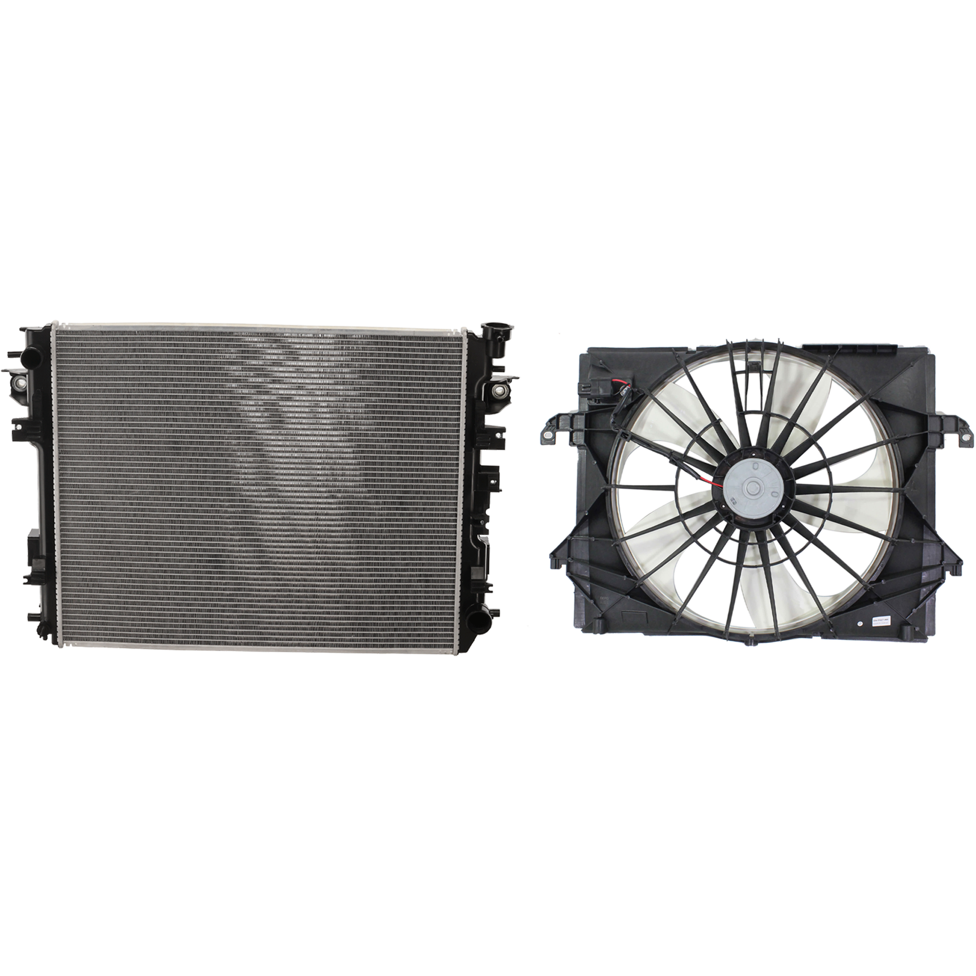 AM RAM 1500-09-12 RADIATOR 2 pc kit 6-8 Cyl 3.0L 3.6L 3.7L 4.7L 5.7L Eng. with Cooling Fan Assembly SKU KIT 012626-05 Partslink CH3010353 CH3010354 CH3115164 OEM 55056858AE 55056870AF 55056851
