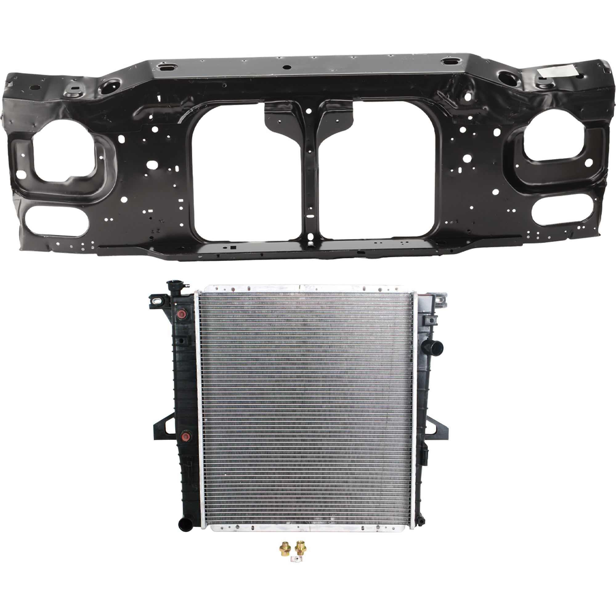 AM RANGER 98-11 RADIATOR SUPPORT 2 pc kit Assembly Steel with Radiator SKU KIT 012626-10 Partslink FO1225138 FO3010151 OEM AL5Z16138A 6L5Z8005DA