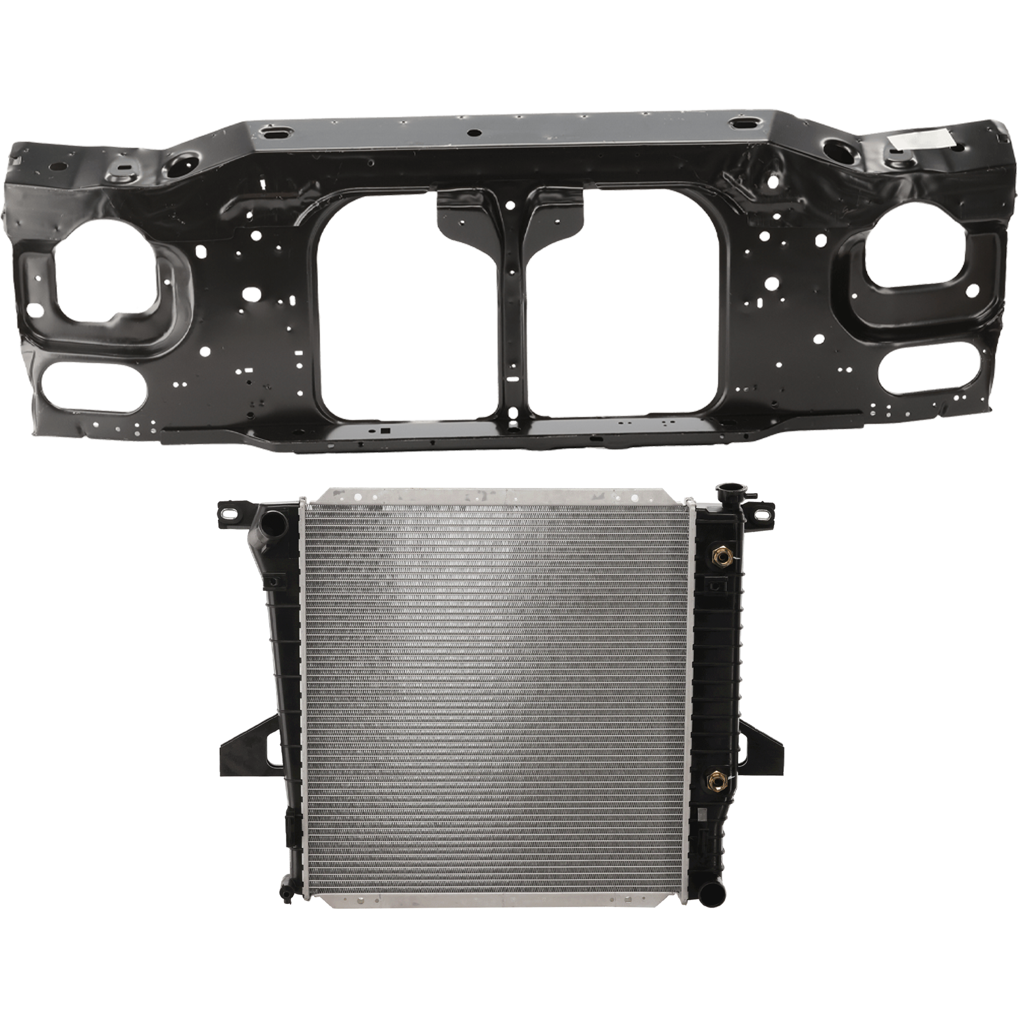 AM RANGER 98-01 RADIATOR SUPPORT 2 pc kit Assembly Steel with Radiator SKU KIT 012626-11 Partslink FO1225138 MA3010130 OEM AL5Z16138A F87Z8005GA