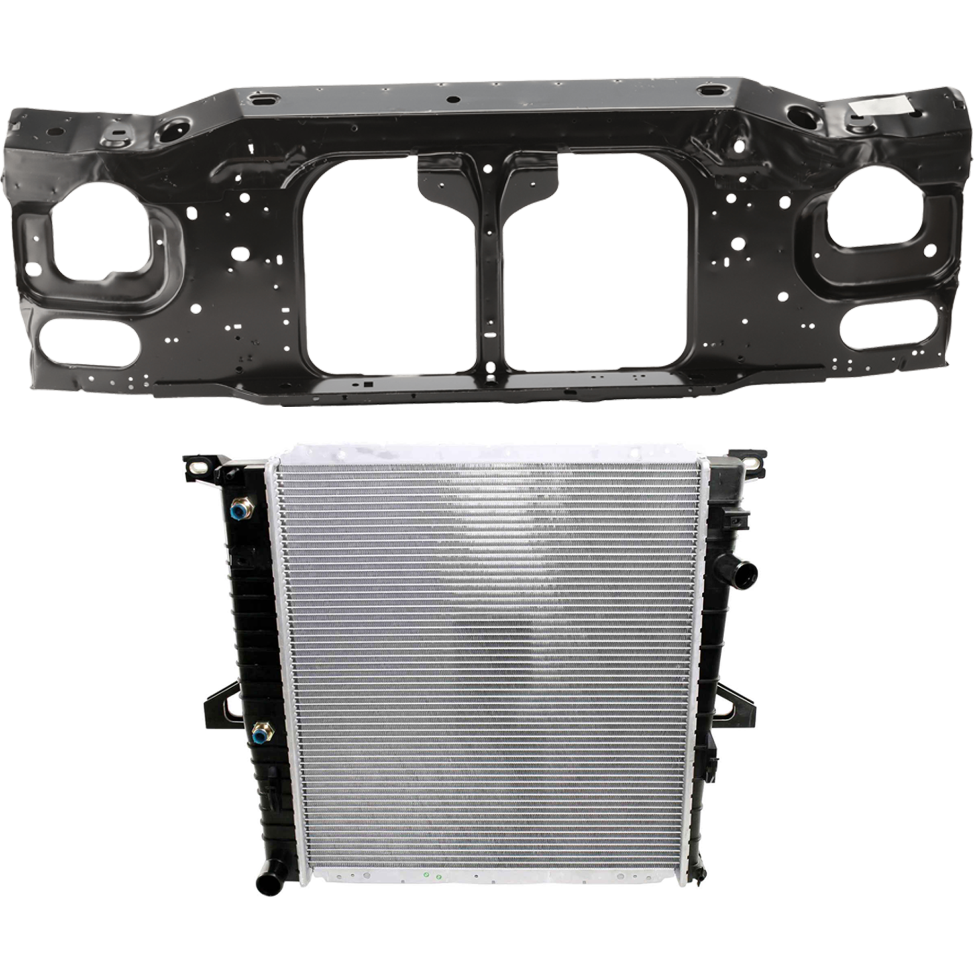 AM RANGER 01-11 RADIATOR SUPPORT 2 pc kit Assembly Steel with Radiator SKU KIT 012626-12 Partslink FO1225138 FO3010244 OEM AL5Z16138A 6L5Z8005AA