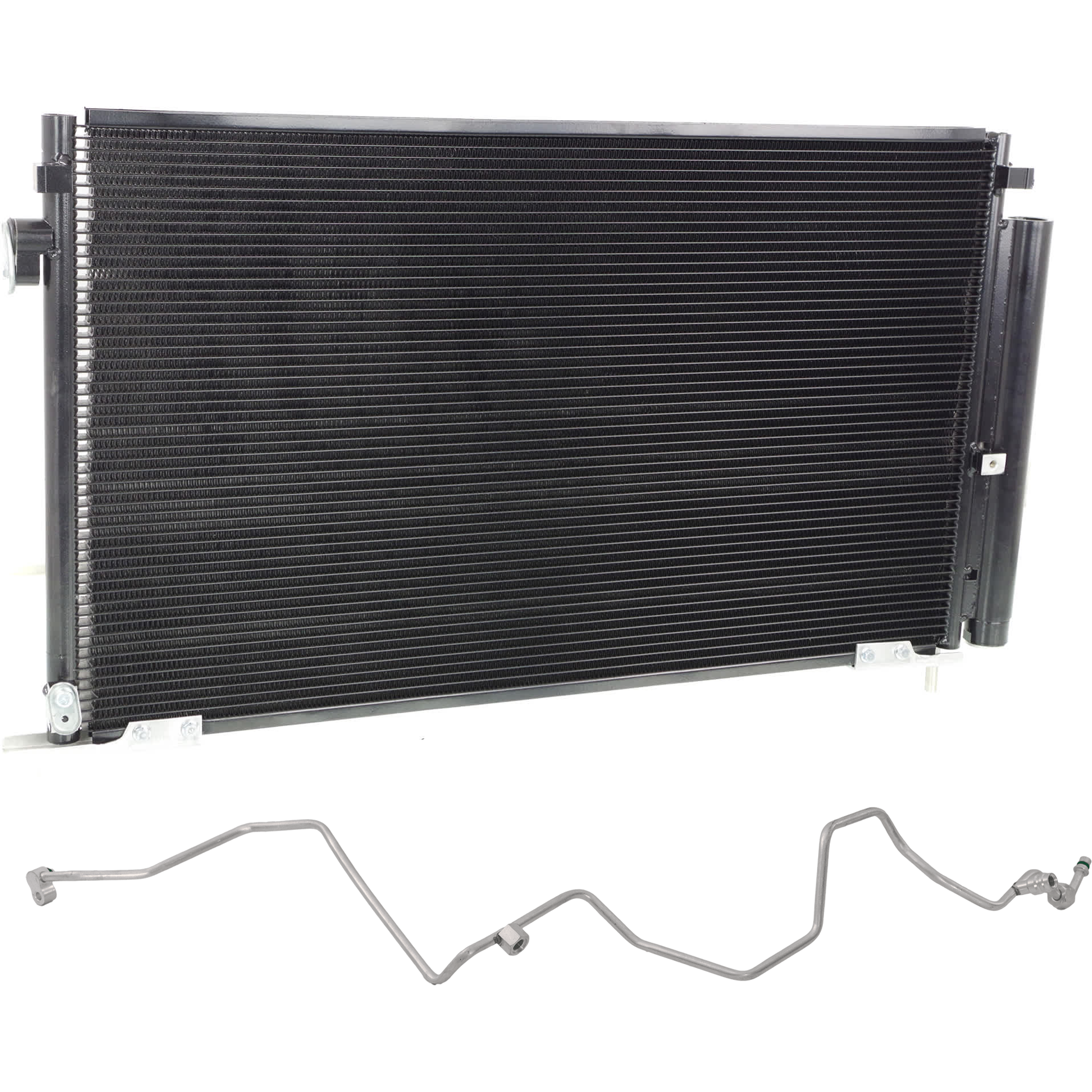 AM CIVIC 06-11 A C CONDENSER 2 pc kit 4 Cyl 1.8L Eng. Coupe with A C Refrigerant Hose SKU KIT 012626-19 OEM 80102SVAA13-80341SVAA01