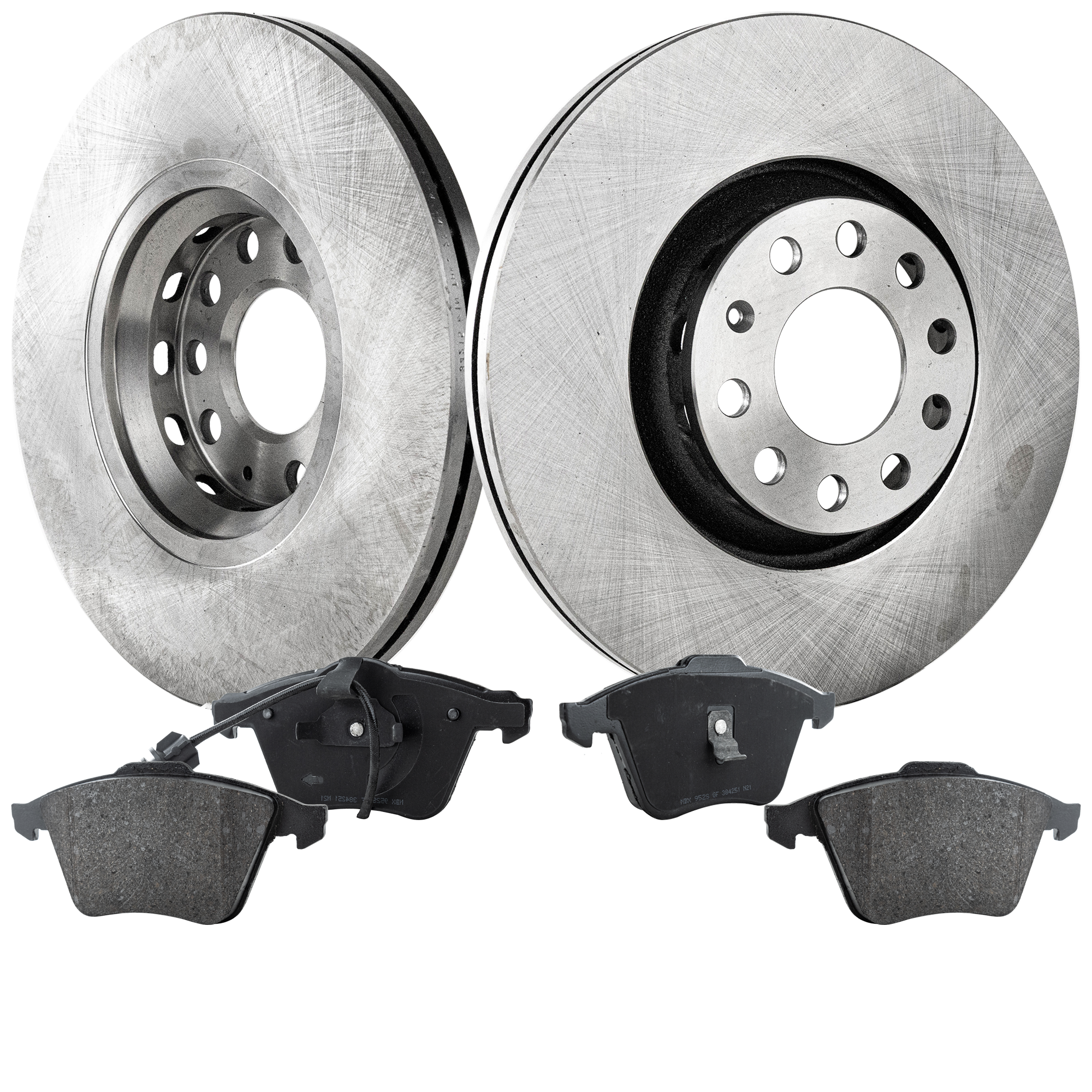 AM A6 A6 QUATTRO 02-04 FRONT BRAKE DISC AND PAD KIT 2 Wheel Set Plain Surface 5 Lugs Cast Iron Ceramic SKU KIT 012723-03 OEM 8D0615301J 4B0698151AC 4B06981