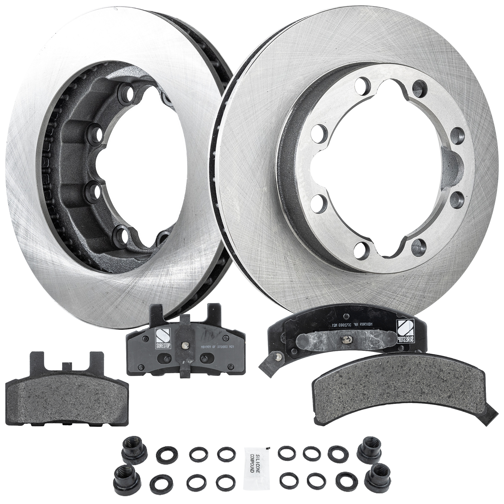 AM K1500 SUBURBAN 94-99 K2500-89-95 FRONT BRAKE DISC AND PAD KIT 4 pc kit SKU KIT 012723-08 OEM 4798315-52007851-12549136-1556