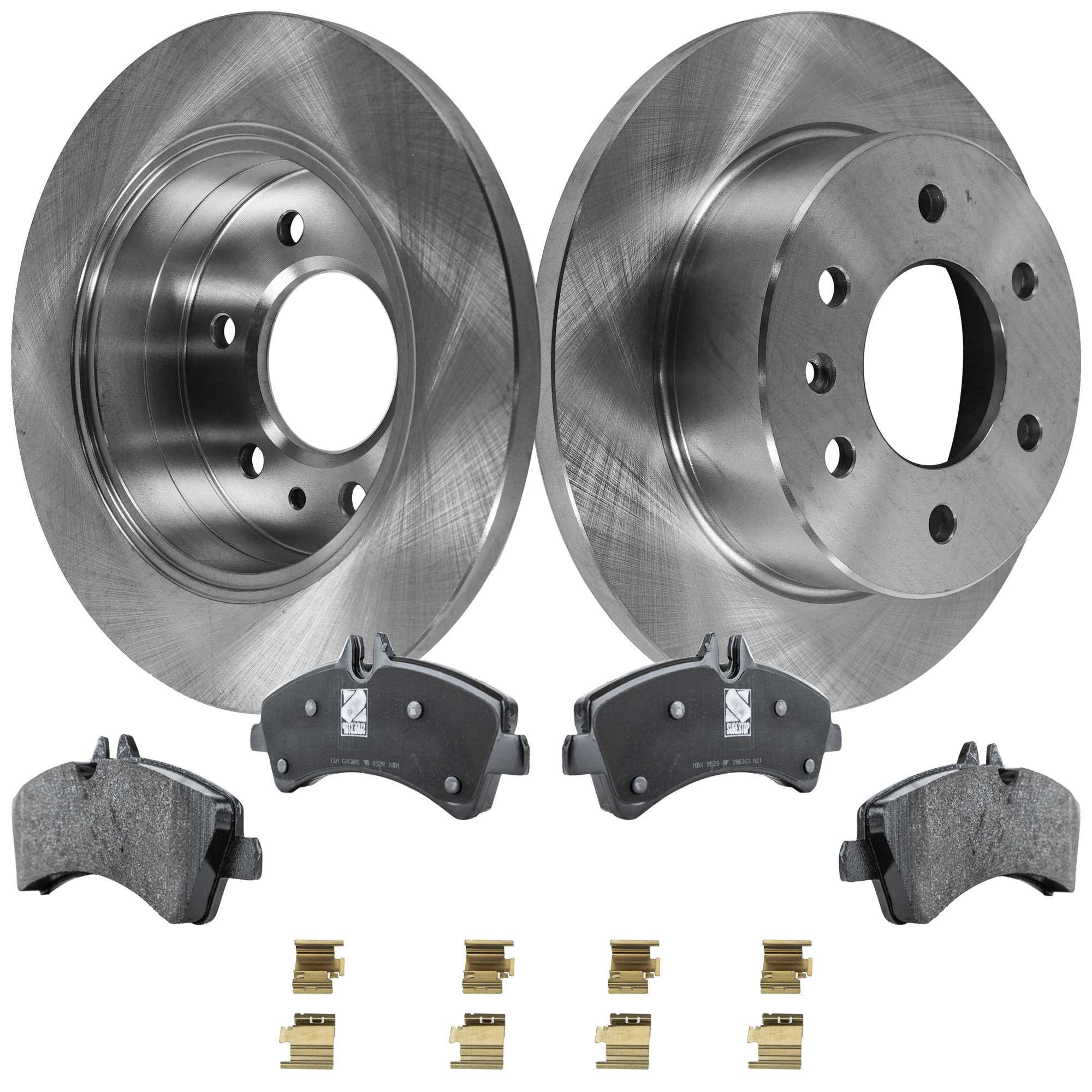 AM SPRINTER 3500-07-18 REAR BRAKE DISC AND PAD KIT 2 Wheel Set Plain Surface 6 Lugs Cast Iron Non Asbestos Organic SKU KIT 012723-12 OEM 9064230012-2E0615601A 68013764