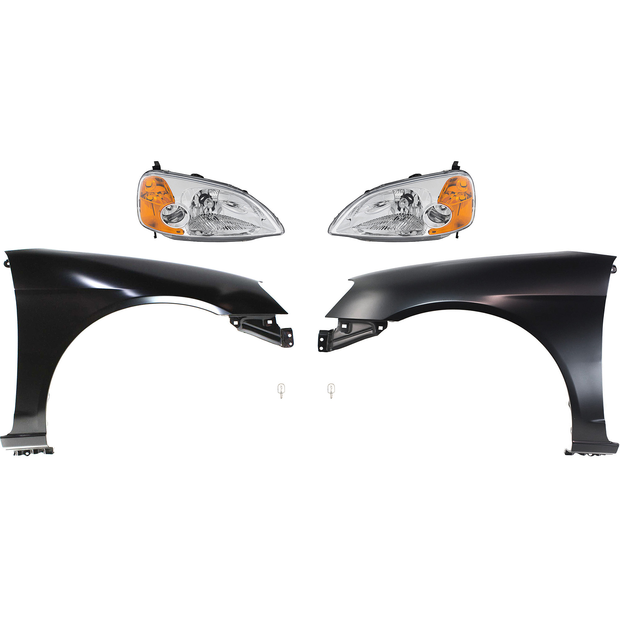 AM CIVIC 01-03 HEAD LAMP RH AND LH 6 pc kit Assembly Incandescent OE comparable with Fender SKU KIT 012724-15 Partslink HO2518102 HO2519102 HO1240153 HO1241153 OEM 33101S5PA01-33151S5PA01-60261S