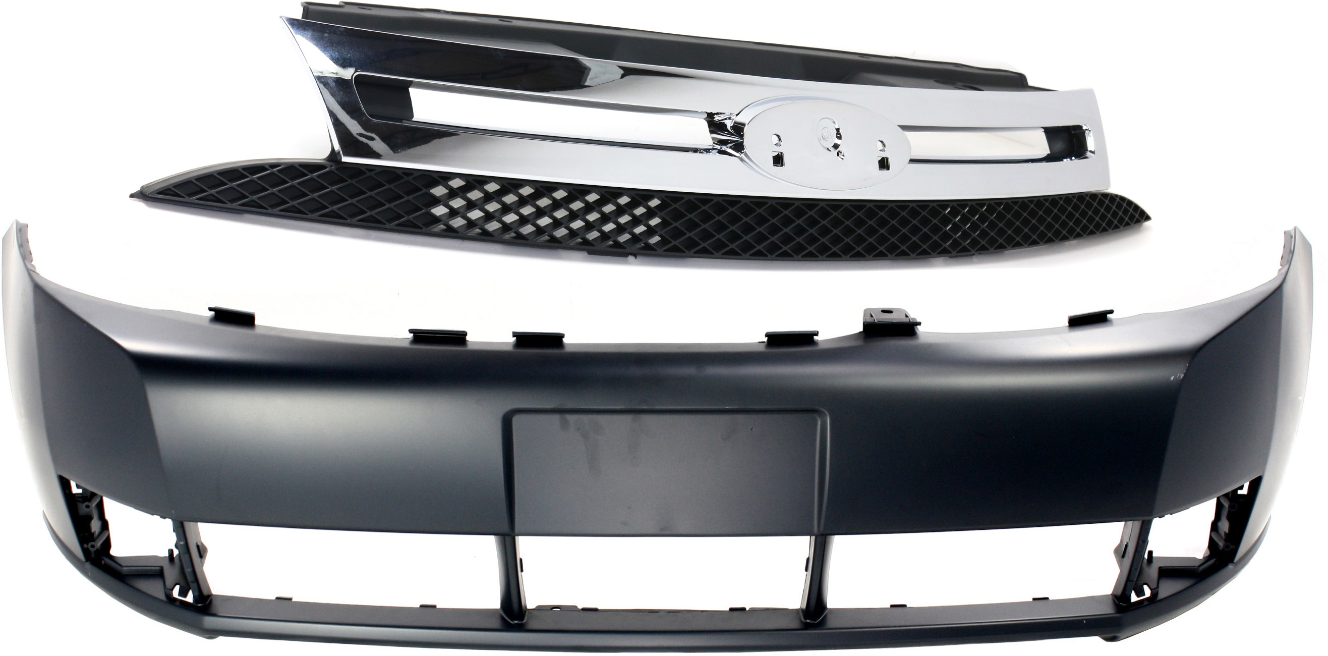 AM FOCUS 08-11 GRILLE 2 pc Kit with Bumper Cover CAPA SKU KIT 012818-110 Partslink FO1000634C FO1200503C OEM 8S4Z17D957APTM 8S4Z8200BA