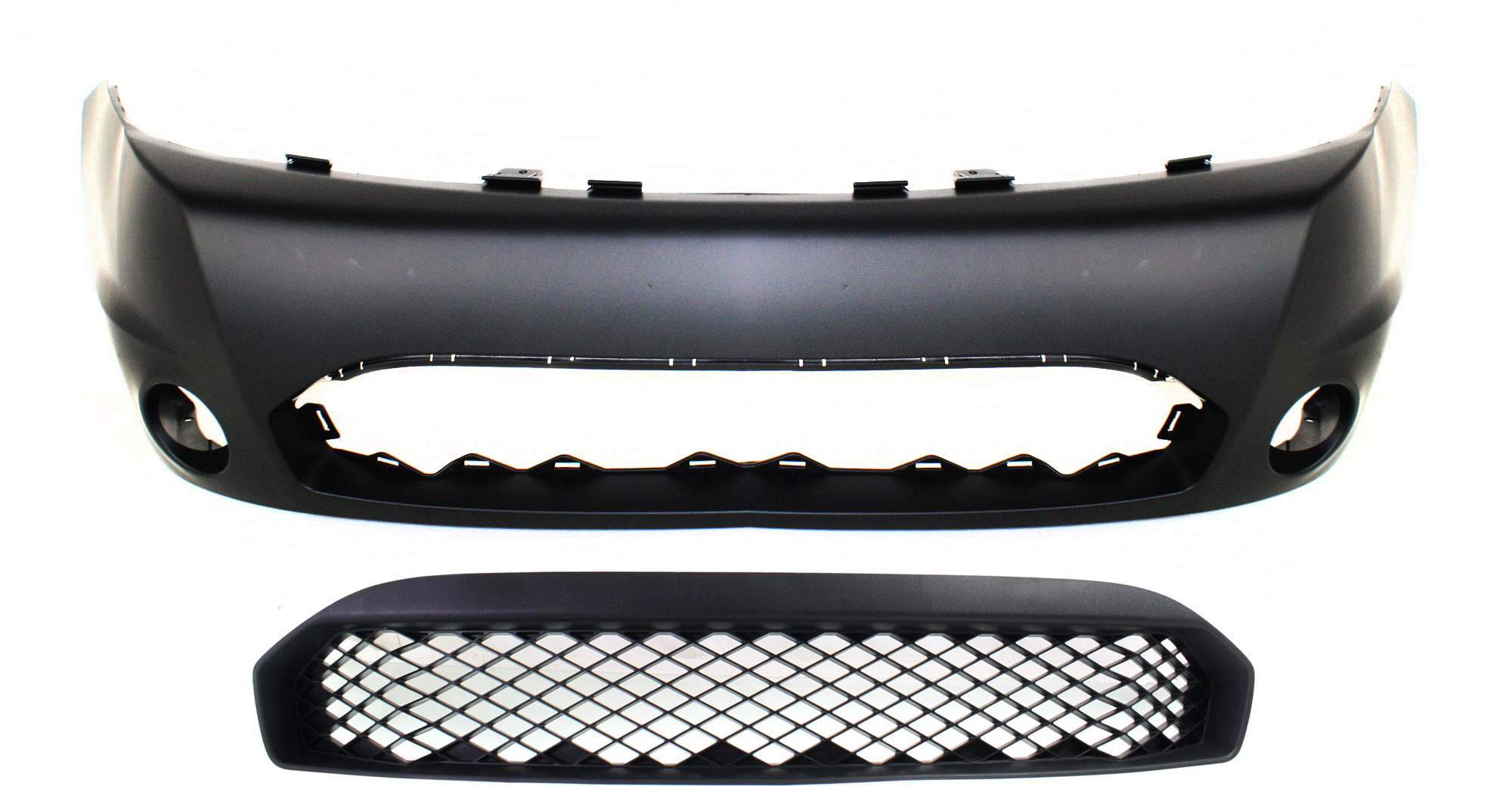 AM FOCUS 09-11 FRONT BUMPER COVER Primed w Fog Light Holes 2 pc Kit with Bumper Grille CAPA SKU KIT 012818-111 Partslink FO1000641C FO1036131C OEM 9S4Z17D957BAPTM 9S4Z17K945AA