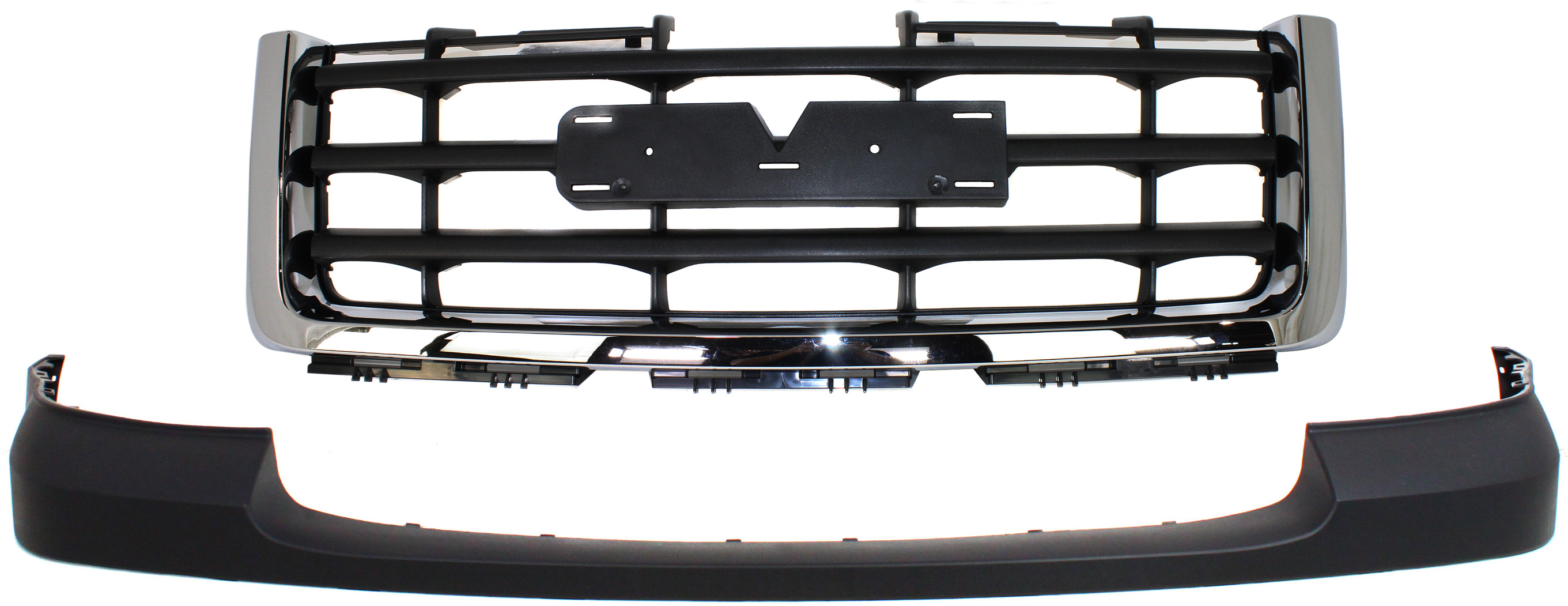 AM SIERRA 1500-07-13 FRONT BUMPER COVER Upper Textured 2 pc Kit with Grille Assembly SKU KIT 012818-140 Partslink GM1014103 GM1200573 OEM 25783617-22761792