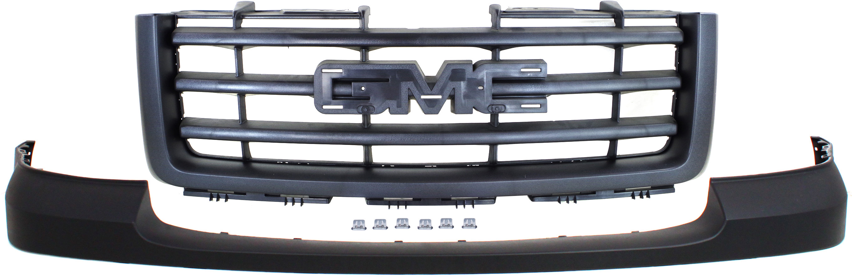 AM SIERRA 1500-07-13 FRONT BUMPER COVER Upper Textured 2 pc Kit with Grille Assembly SKU KIT 012818-142 Partslink GM1014103 GM1200583 OEM 25783617-22761793
