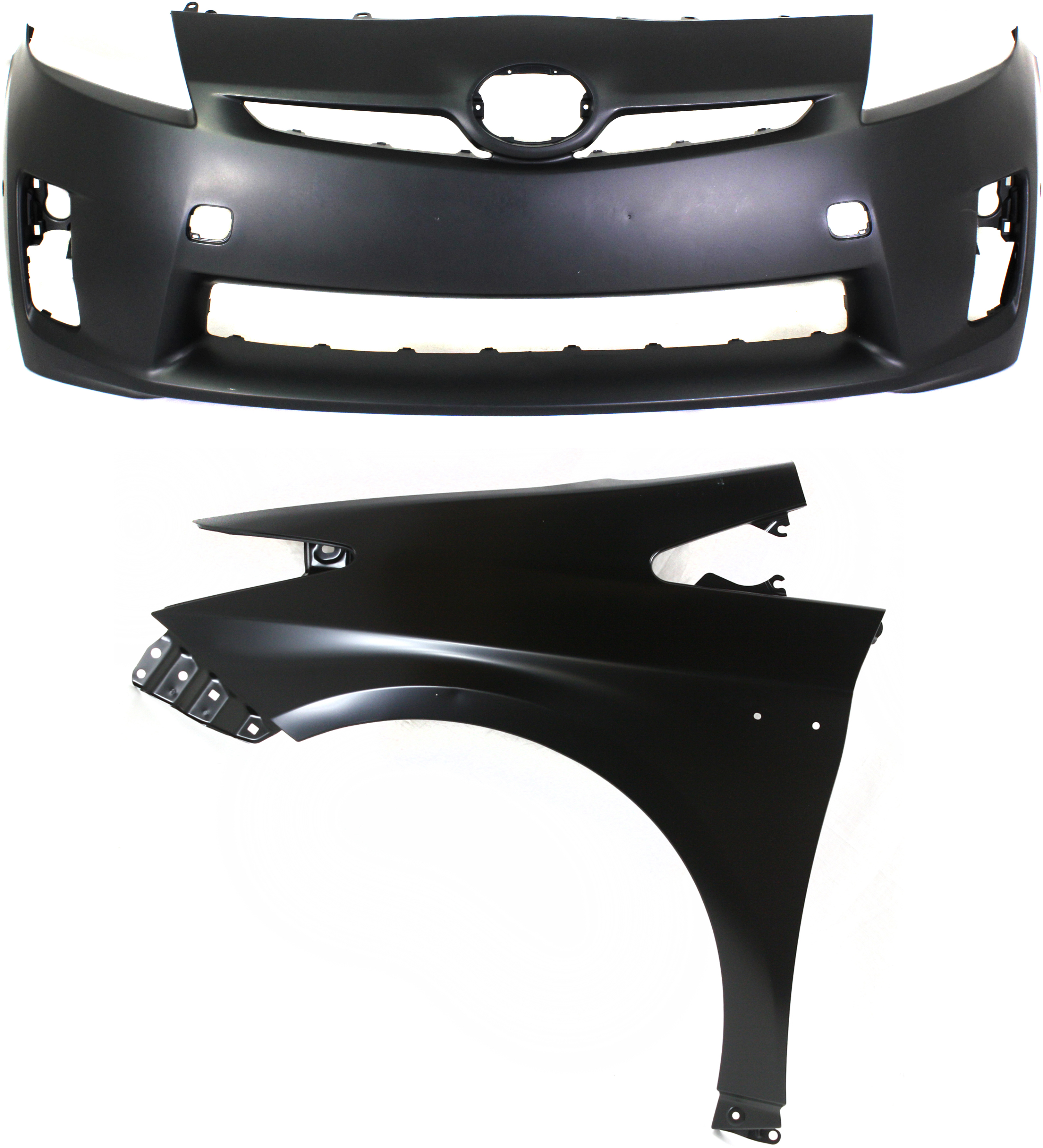 AM PRIUS 10-11 FRONT BUMPER COVER 2 pc kit Primed with Fender CAPA SKU KIT 012818-14 Partslink TO1000376C TO1240232C OEM 5211947918-5380247040