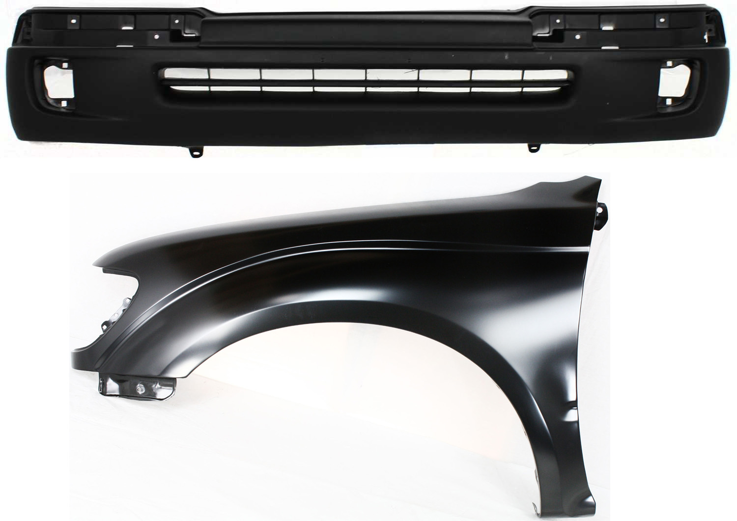 AM TACOMA 98-00 FRONT FENDER LH 2 pc Kit Includes Bumper Cover SKU KIT 012818-35 Partslink TO1240161 TO1095173 OEM 5381204070-5391104090