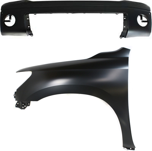 AM TUNDRA7-13 FRONT BUMPER COVER 2 pc Kit Primed with Fender SKU KIT 012818-51 Partslink TO1000333 TO1240217 OEM 521190C945-538020C170