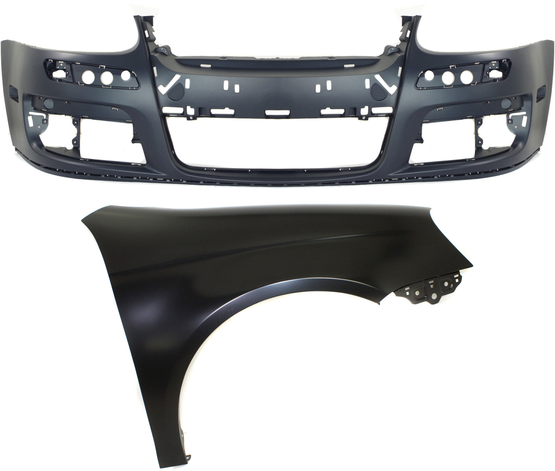 AM JETTA 05-10 FRONT BUMPER COVER Primed 2 pc Kit w Fender Sedan SKU KIT 012818-54 Partslink VW1000161 VW1241135 OEM 1K0807217AGRU 1K5821022A