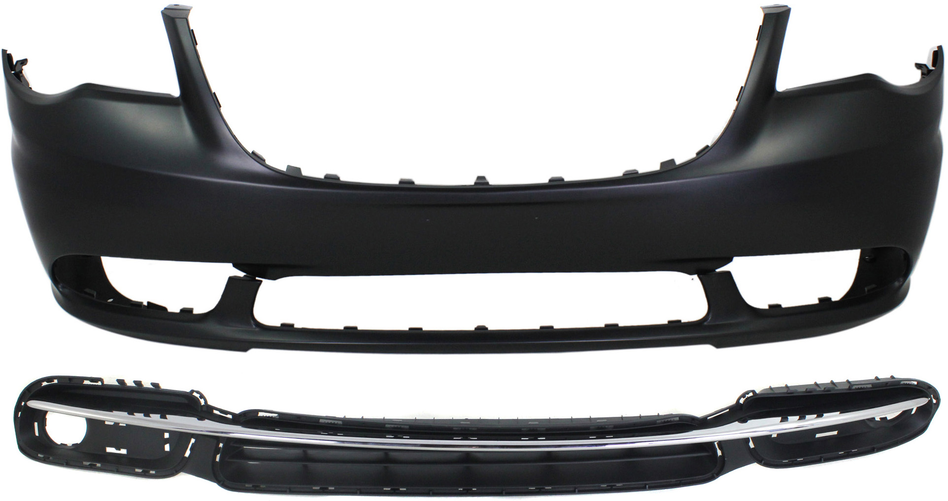 AM TOWN COUNTRY 11-16 FRONT BUMPER GRILLE Textured Black 2 pc kit with Bumper Cover CAPA SKU KIT 012818-77 Partslink CH1000990C CH1036117C OEM 68088967AA 68100694AA