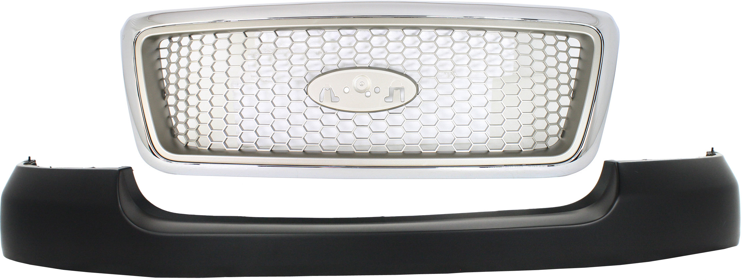 AM F 150-04-06 GRILLE 2 pc Kit with Bumper Cover SKU KIT 012818-92 Partslink FO1200427 FO1200502 FO1000561 OEM 4L3Z8200DA 7L3Z8200BA 4L3Z17D9